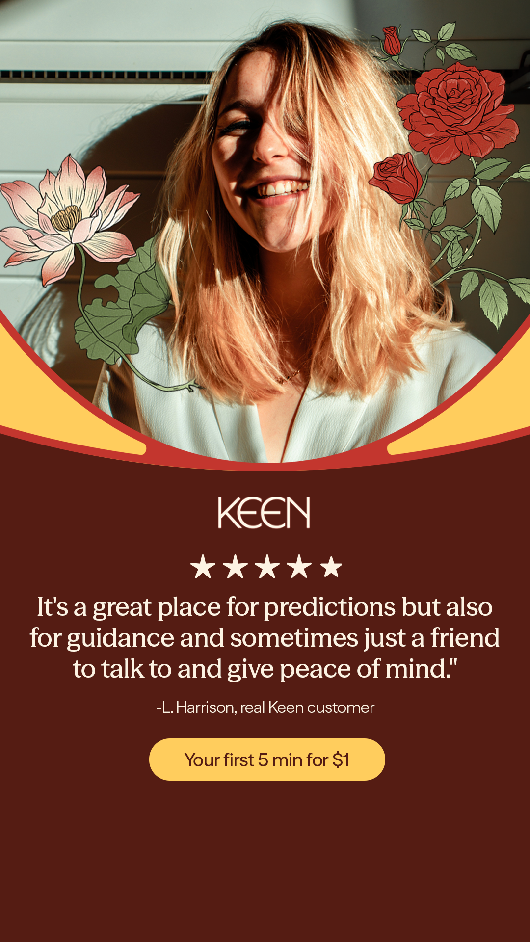 Keen.com Facebook ad: Backup for your instincts.