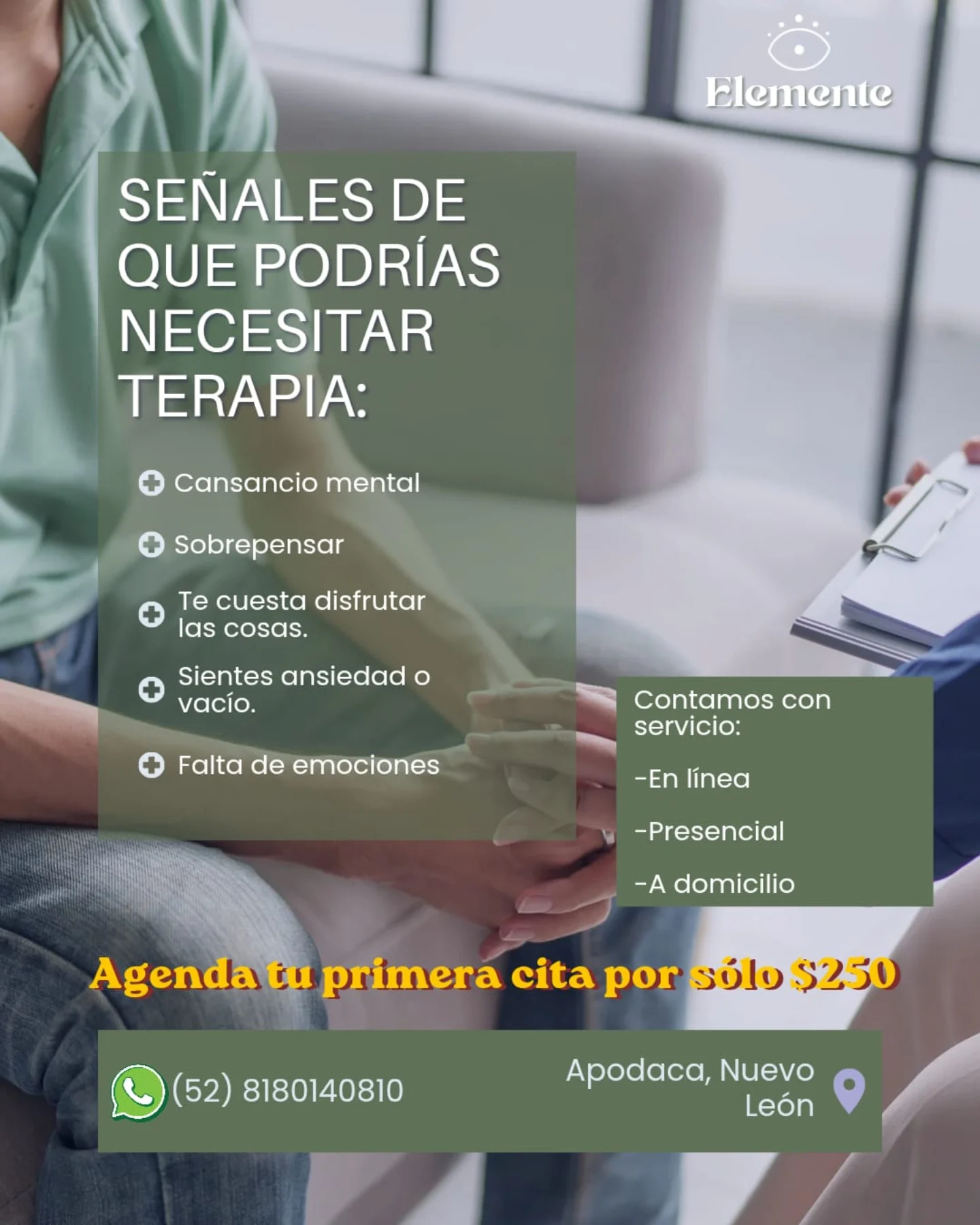 Elemente Terapia Psicológica Facebook ad: La terapia psicológica es un mantenimiento para nuestra…
