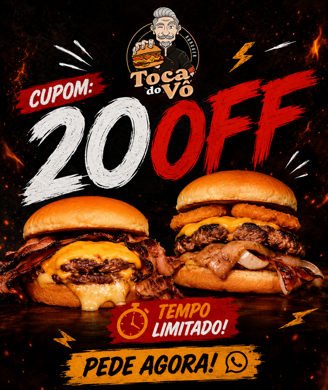 Toca do Vô Burger Facebook ad: CUPOM: 20OFF