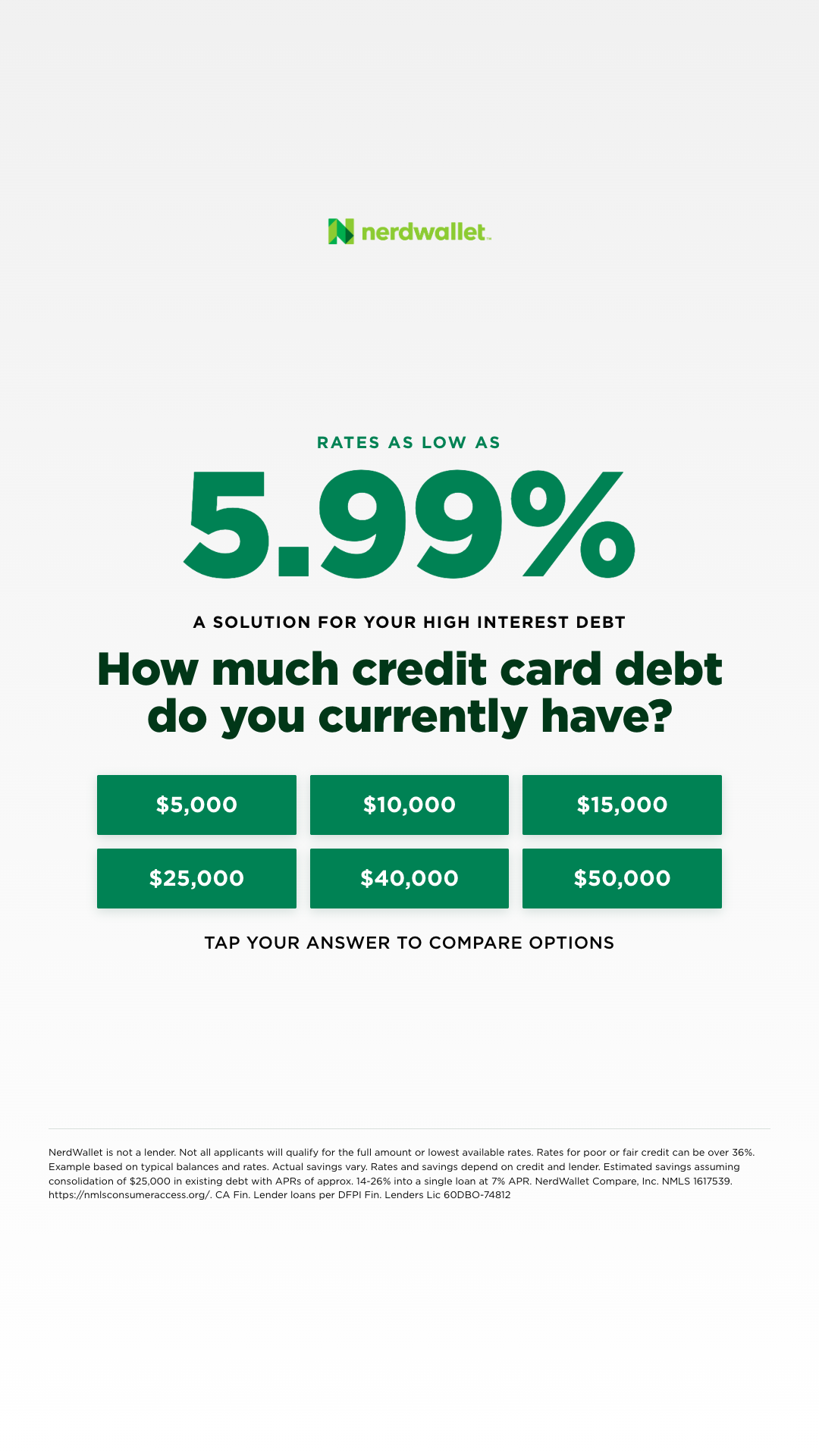 NerdWallet Facebook ad