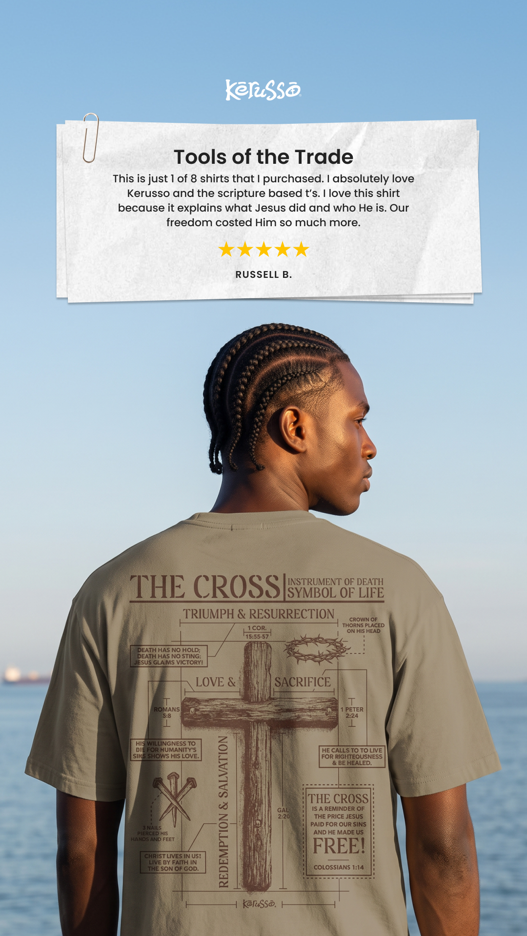 Kerusso Facebook ad: Faith-Filled Tees Customers Love