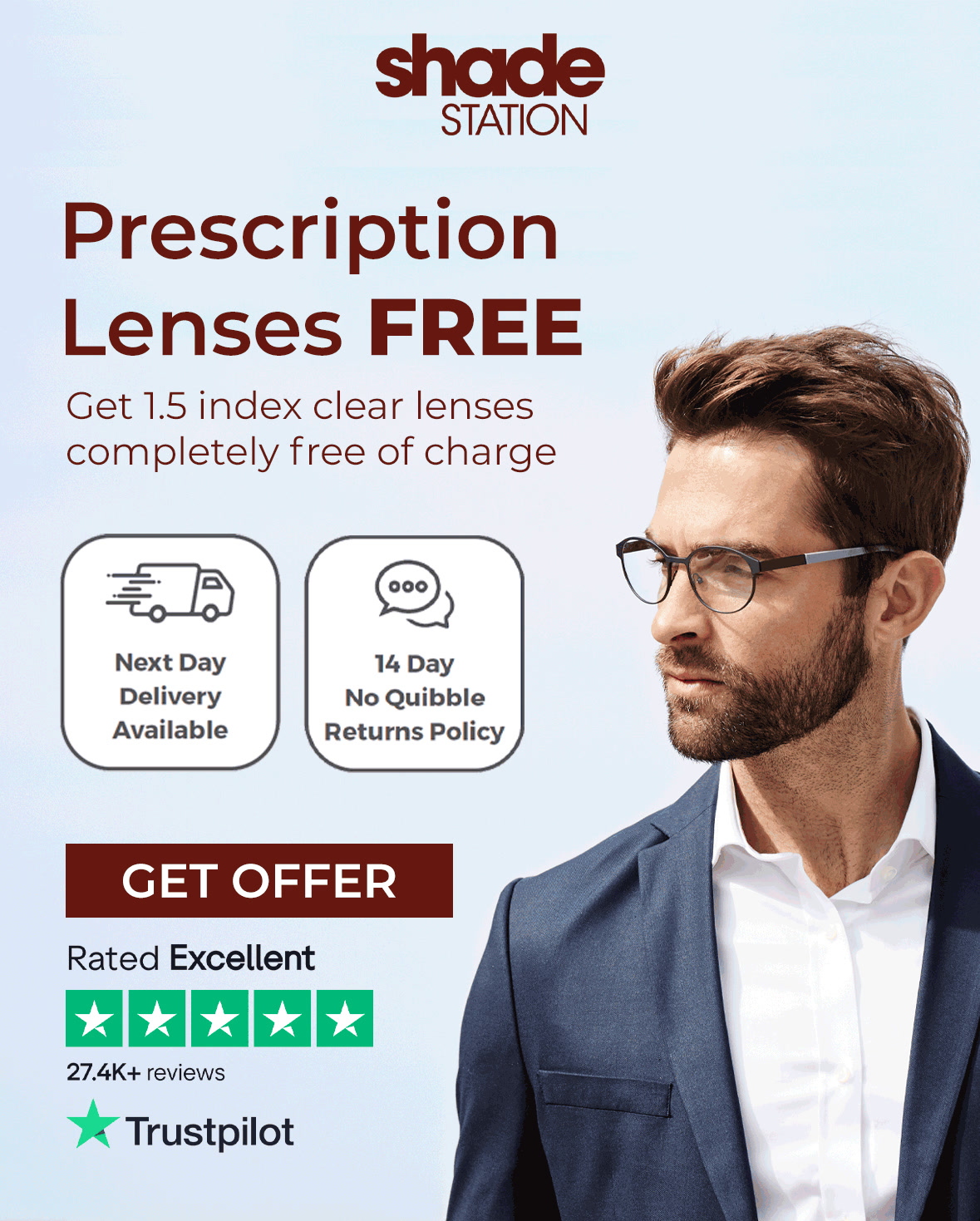 Shade Station Facebook ad: Free Lenses with Frames