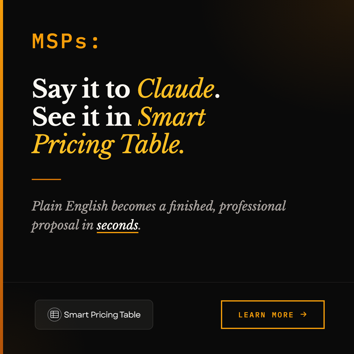 Smart Pricing Table Facebook ad