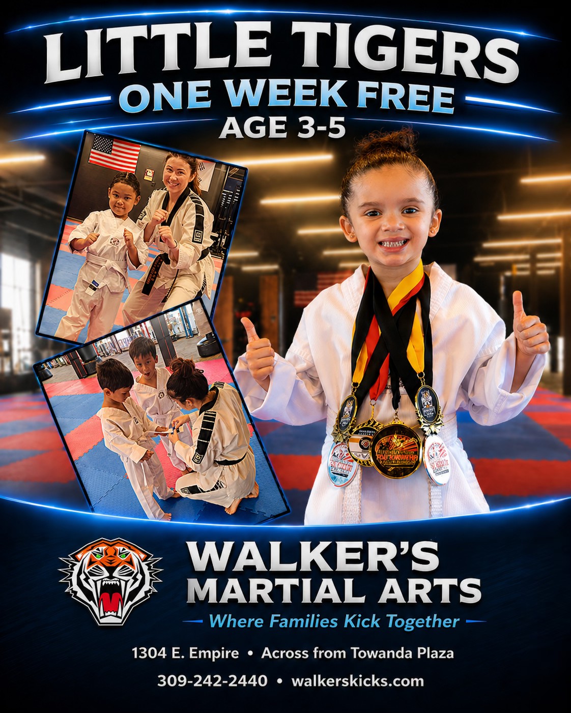Walker's Martial Arts Facebook ad: Give your little one a strong start!