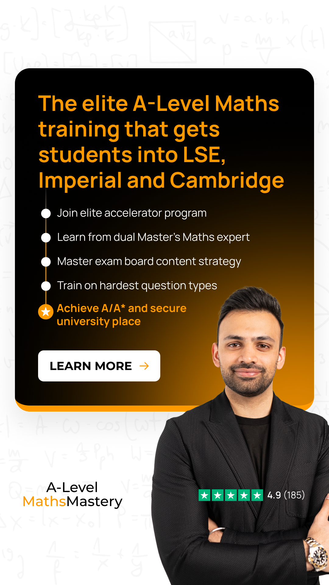 Amrit Shinh A-Level Maths & Further Maths Online Tutor Facebook ad