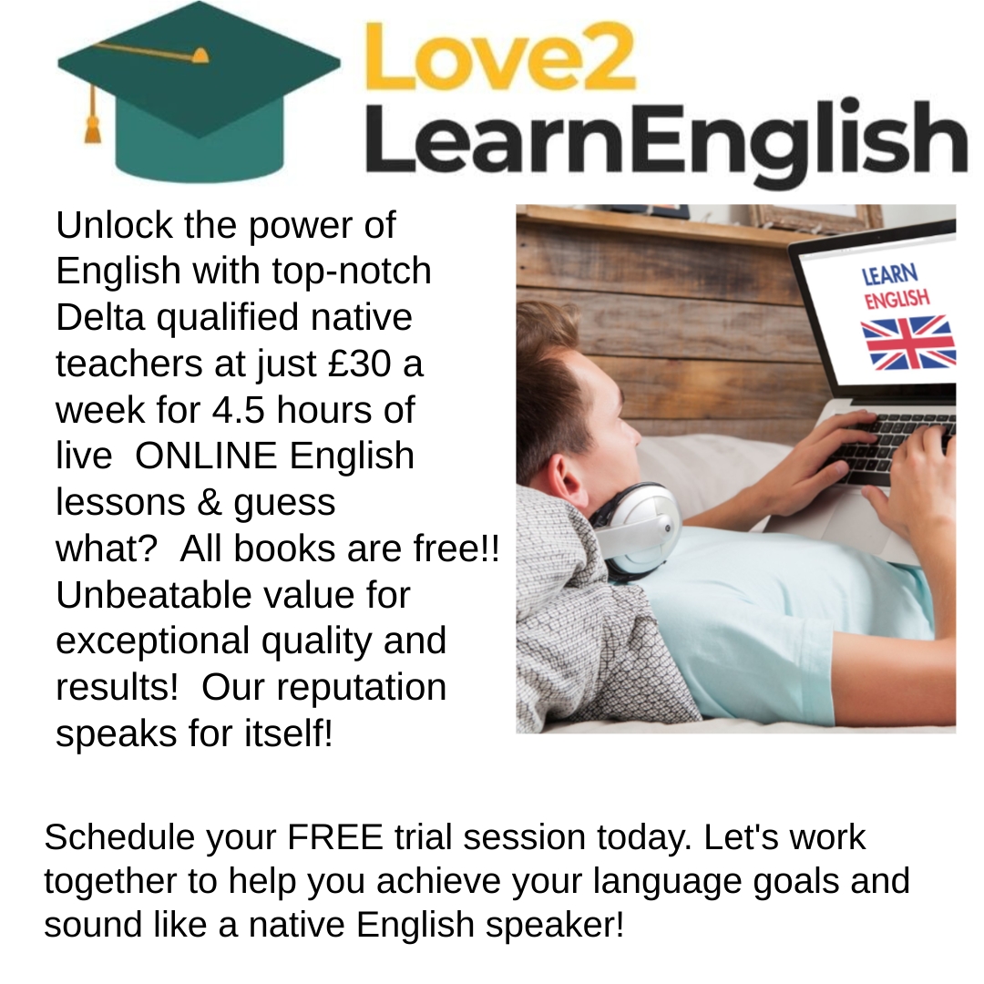 Love2learn English - Online Facebook ad: The UK's #1 Online English Learning School