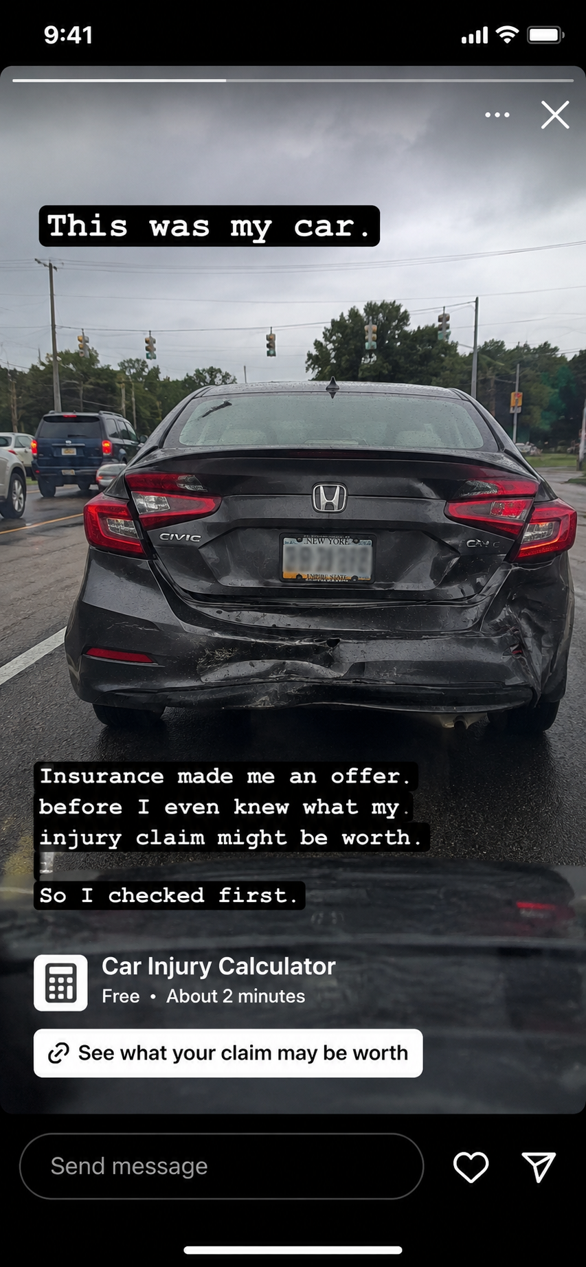 Car Injury Calculator Facebook ad