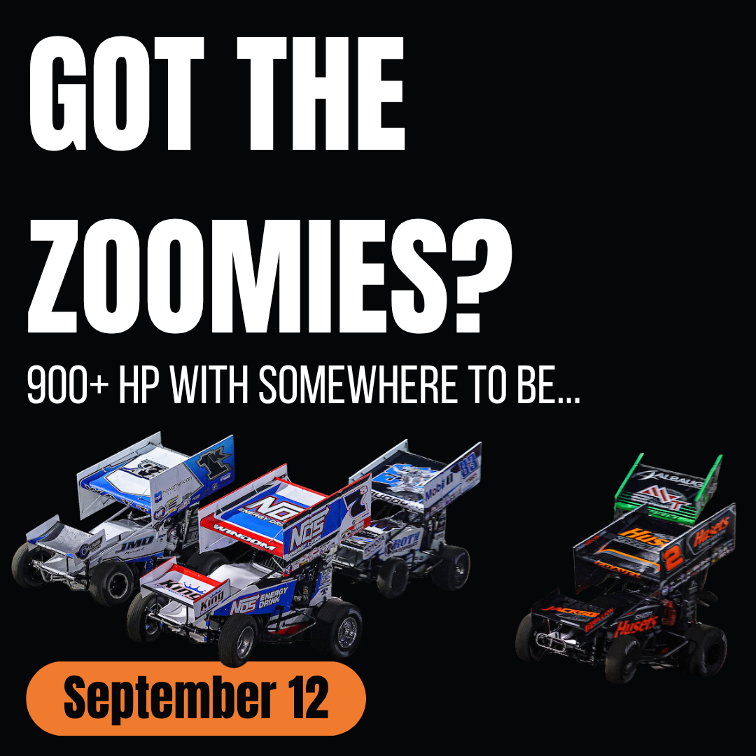 World of Outlaws Sprint Car Series Facebook ad: GOT THE ZOOMIES? SO DO WE.