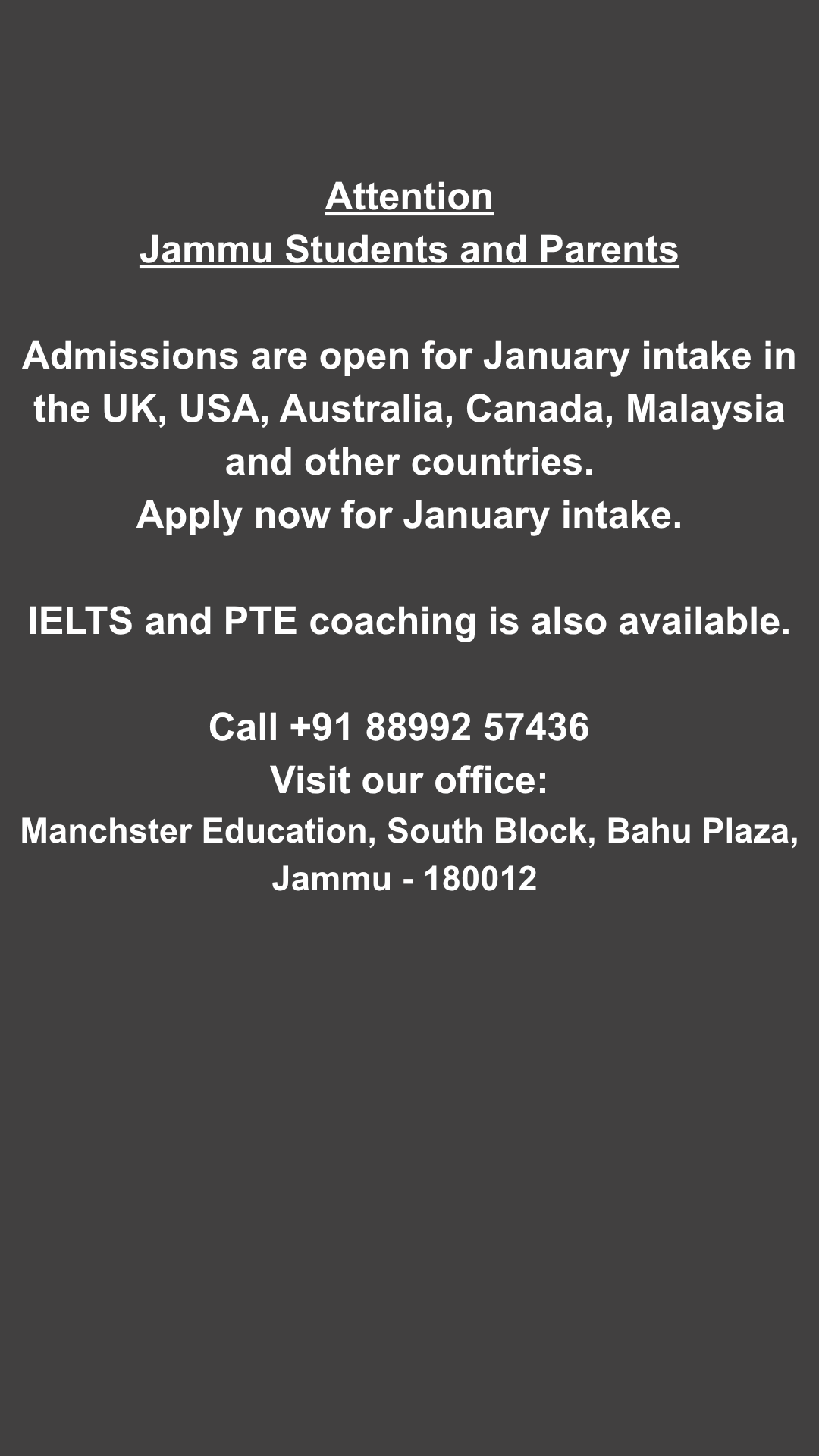 Manchester Education Consultants Facebook ad from Nov 11, 2025