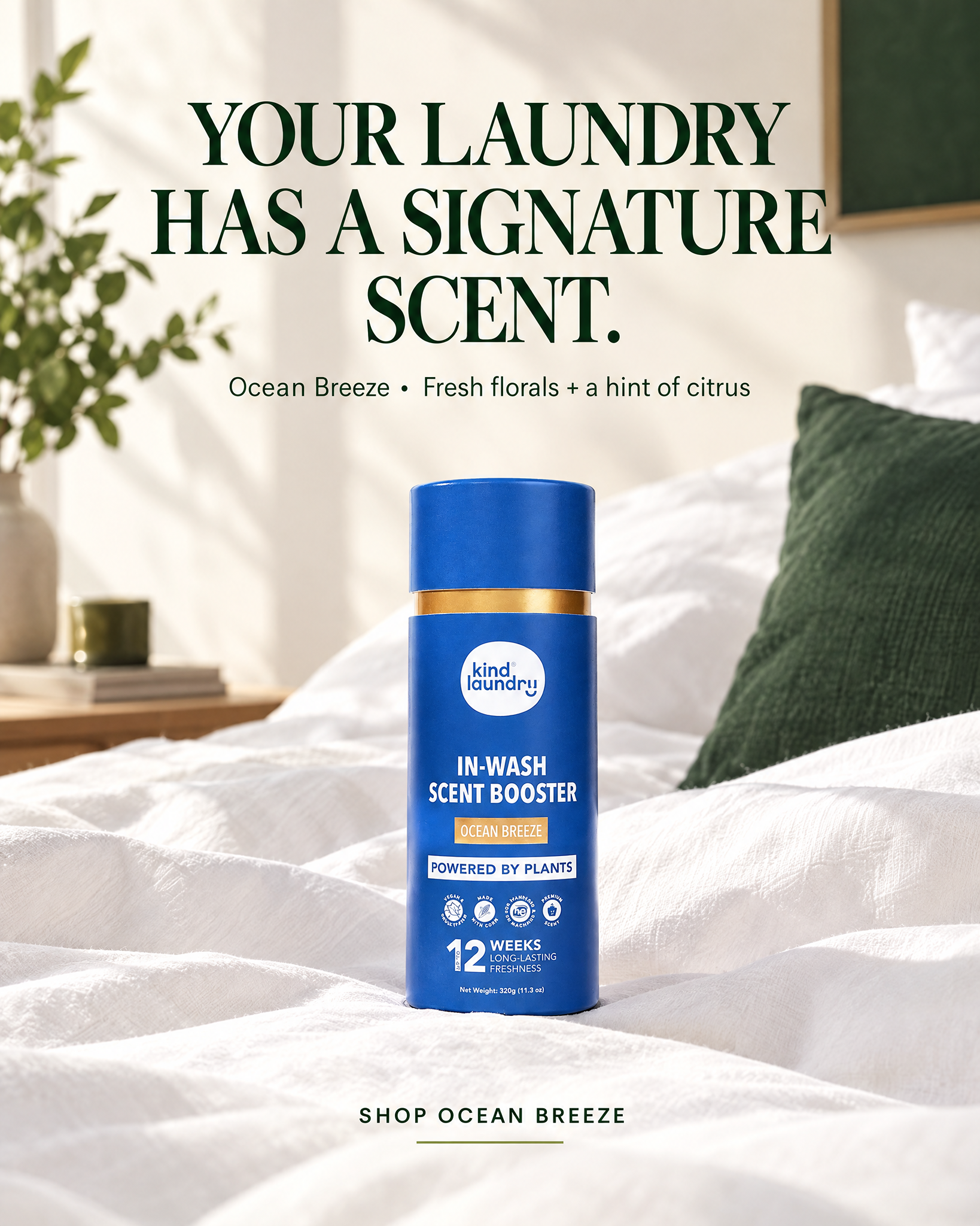 Kind Laundry Facebook ad: Plant-Derived Fragrance That Lives in Your Fabric, Not…