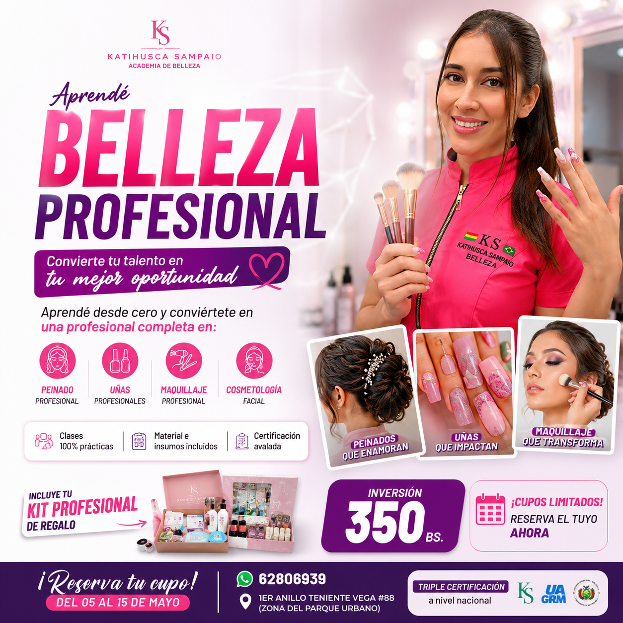 Academia Katihusca Sampaio - Santa Cruz Facebook ad: ¡Estudia Belleza!