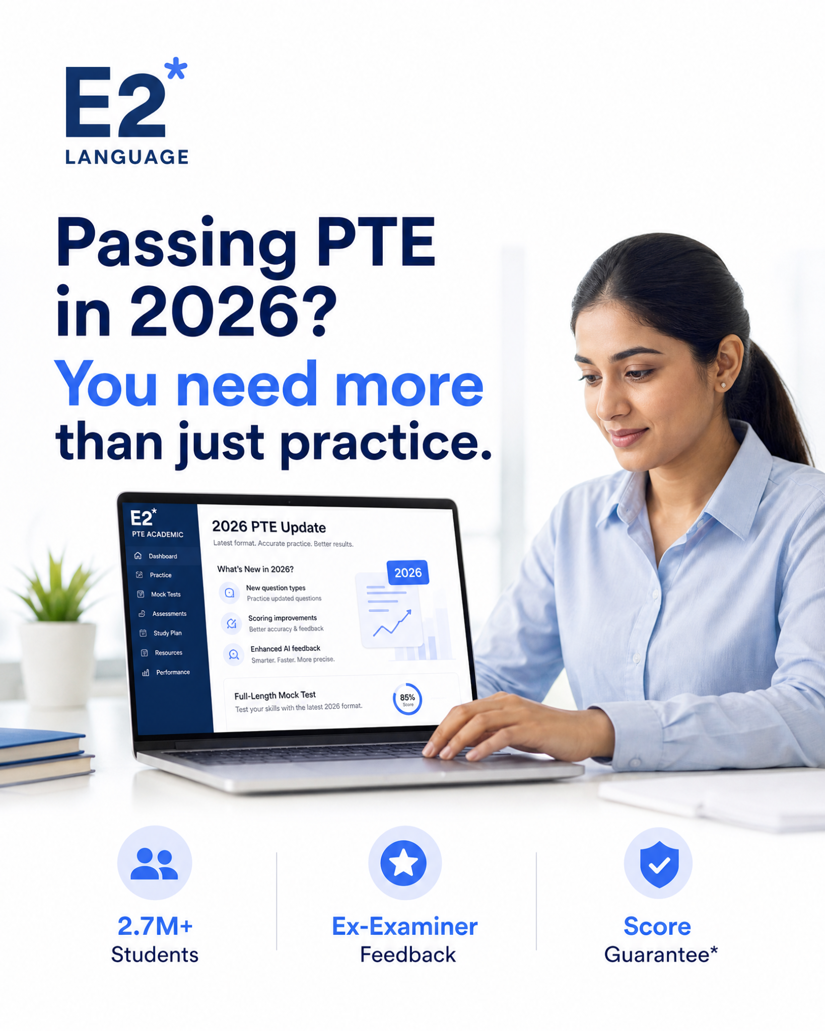 E2Language Facebook ad: Stop Missing Your PTE Target