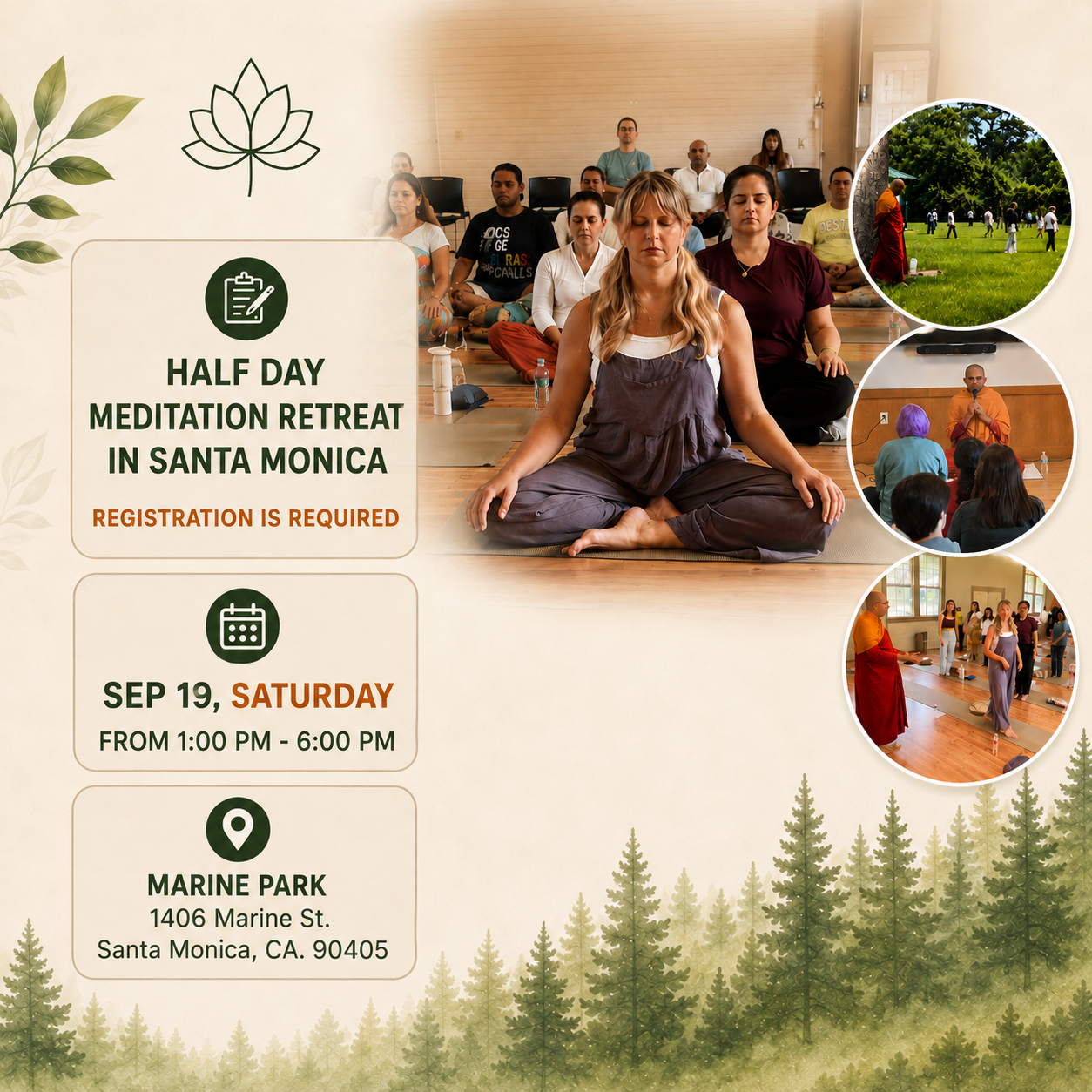 Lone Star Meditation Center Facebook ad: Half Day Meditation Retreat in santa monica, Lone Star…
