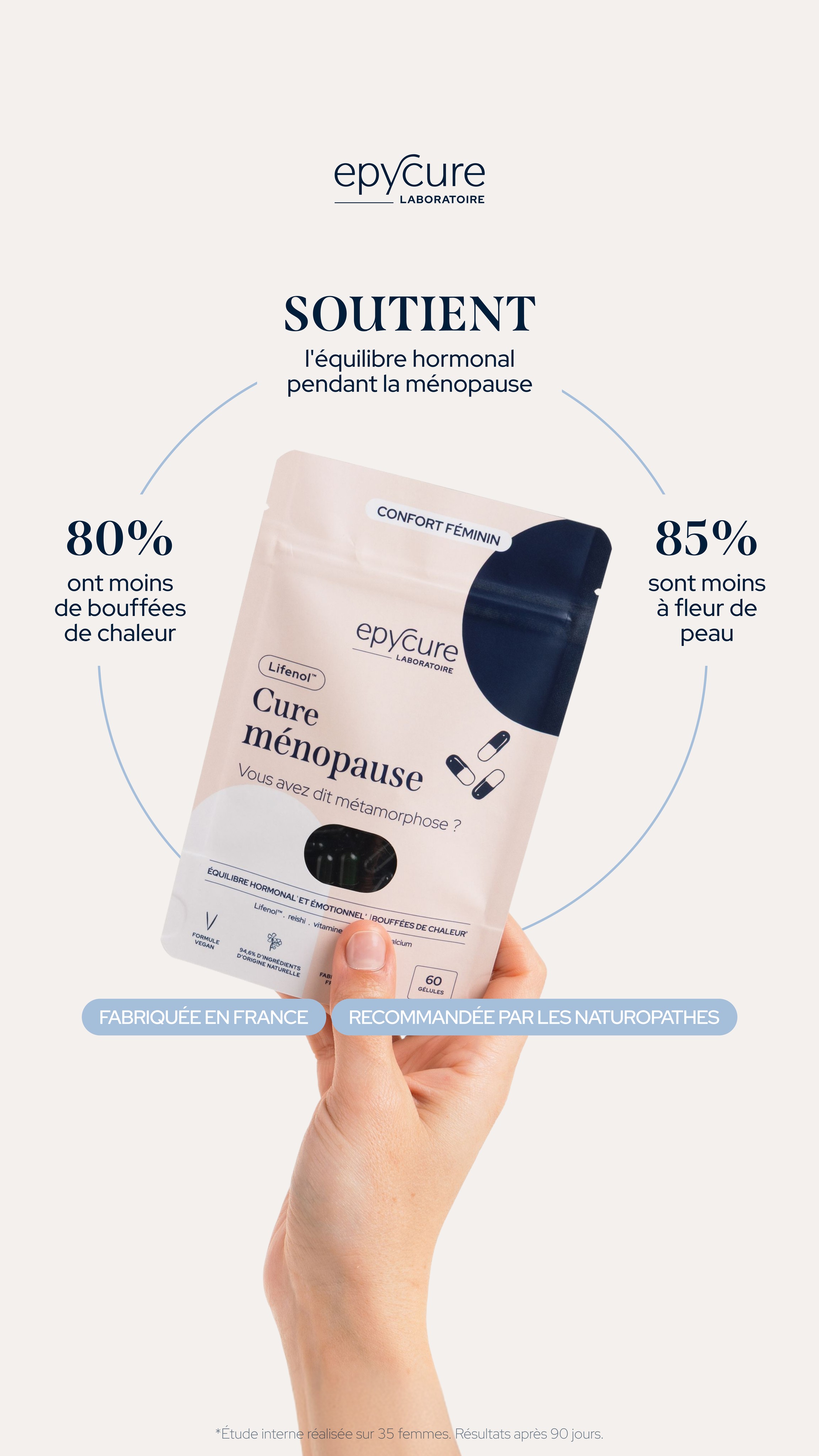 Epycure Facebook ad: 86% des femmes recommandent la Cure ménopause
