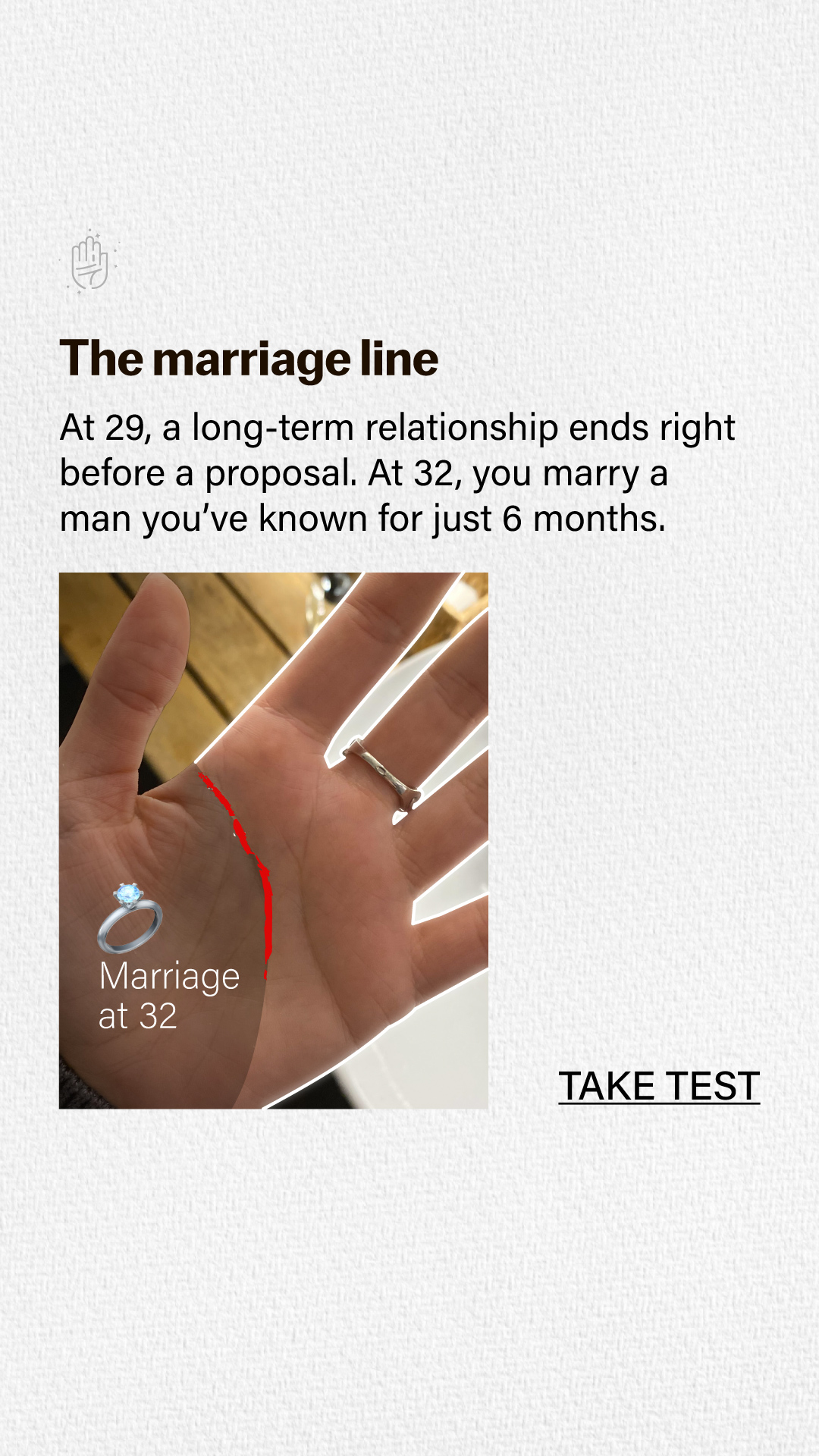 Palm reading insights Facebook ad
