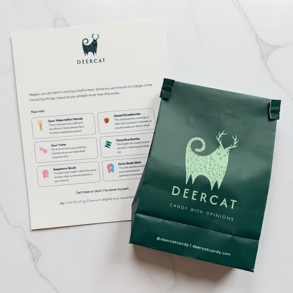 Deercat Candy Facebook ad: Vegan Candy That Knows Too Much