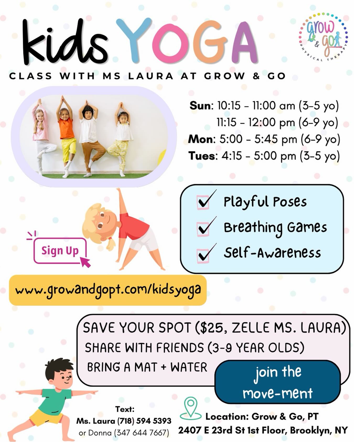 mindfulmoveskidsyoga Facebook ad: Yoga Classes for Kids!