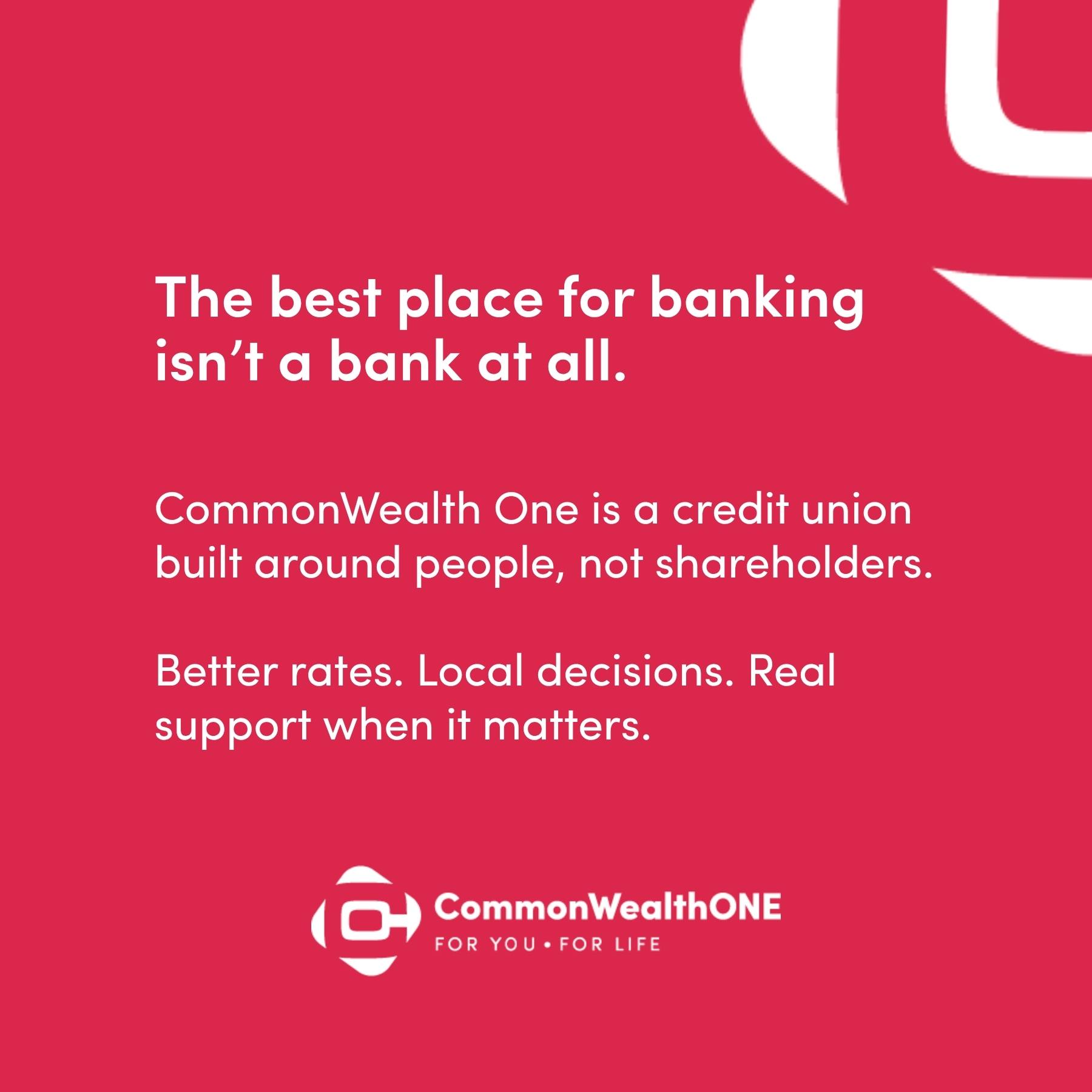 CommonWealth One Federal Credit Union Facebook ad: Most people don't switch banks because they don't…
