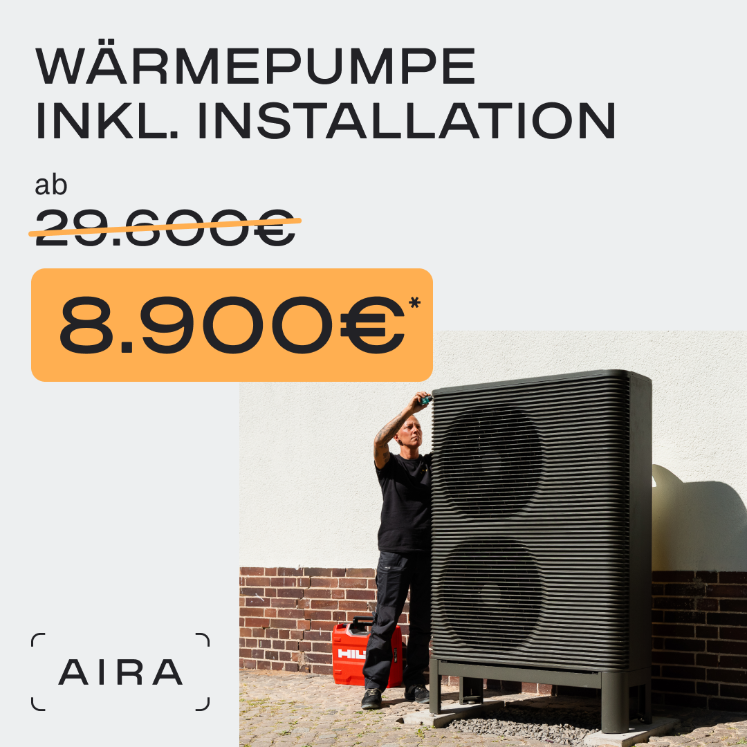Aira Facebook ad: Wärmepumpe ab 8.900€