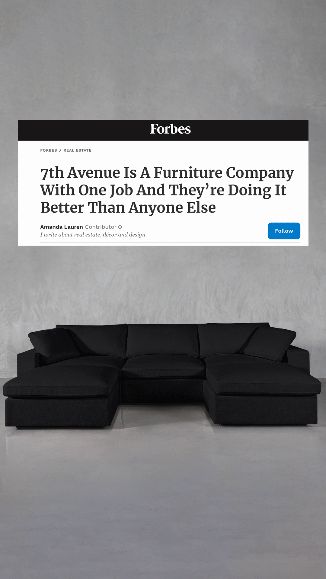 7th Avenue Facebook ad: The World's Greatest Modular Sofa
