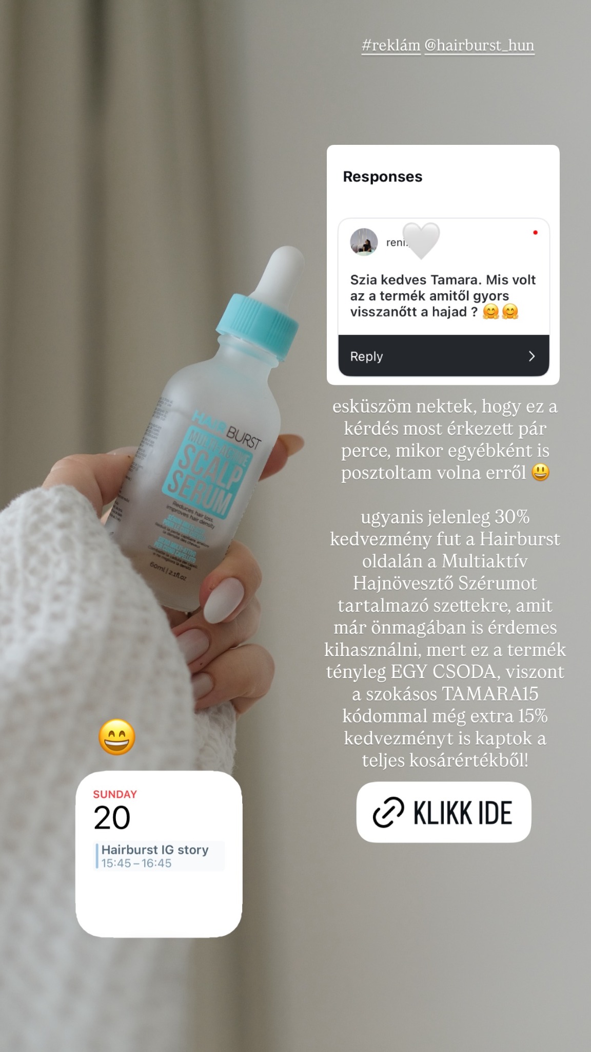Hairburst Hungary Facebook ad: 30% kedvezmény az új hajápolási rutinodra