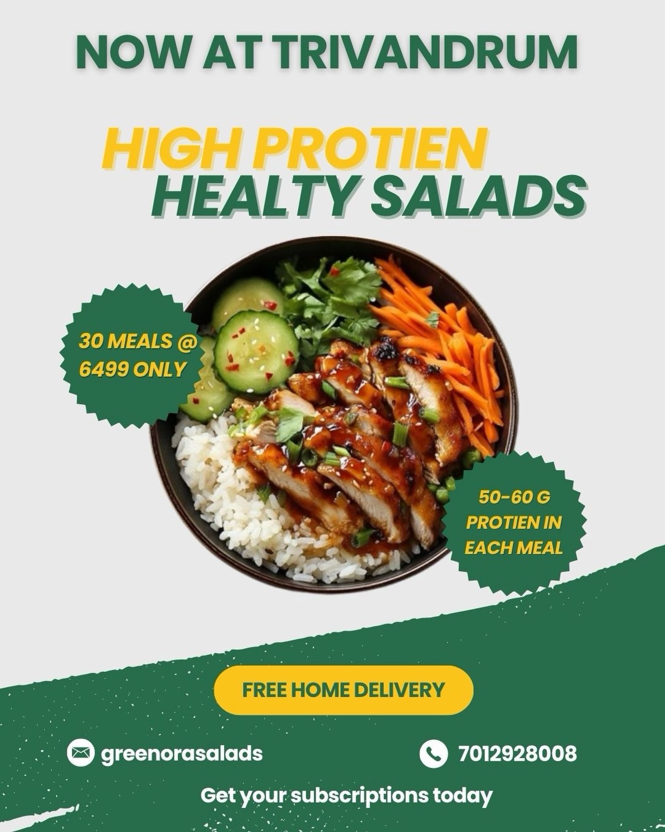 Greenora salads Facebook ad: One small change, 1000 times better life.