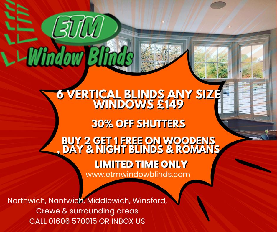 ETM Window Blinds Facebook ad: WE ALSO COVER STOKE & MACCLESFIELD!