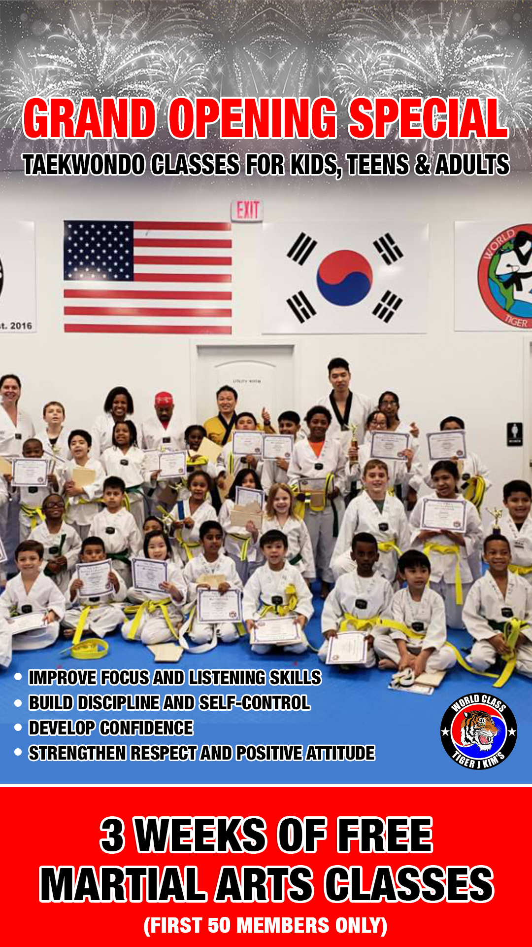 Tiger J Kim's World Class Tae Kwon Do Facebook ad