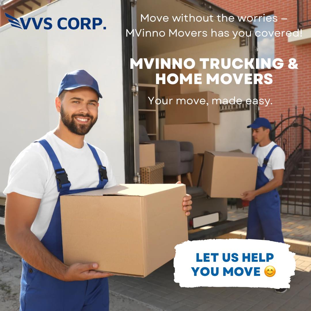 MVinno Trucking & Home Movers Facebook ad: Move without the worries, MVinno Movers has you…