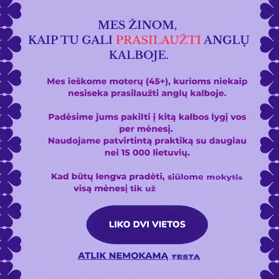 Anglų Kalbos Klubas Online Facebook ad: Nori sužinoti savo anglų kalbos lygį?