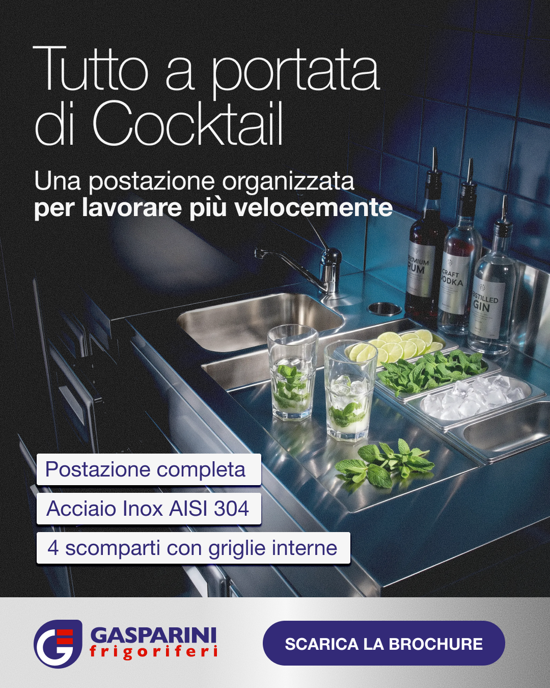 Gasparini Frigoriferi Facebook ad: Organizza al meglio il tuo banco cocktail