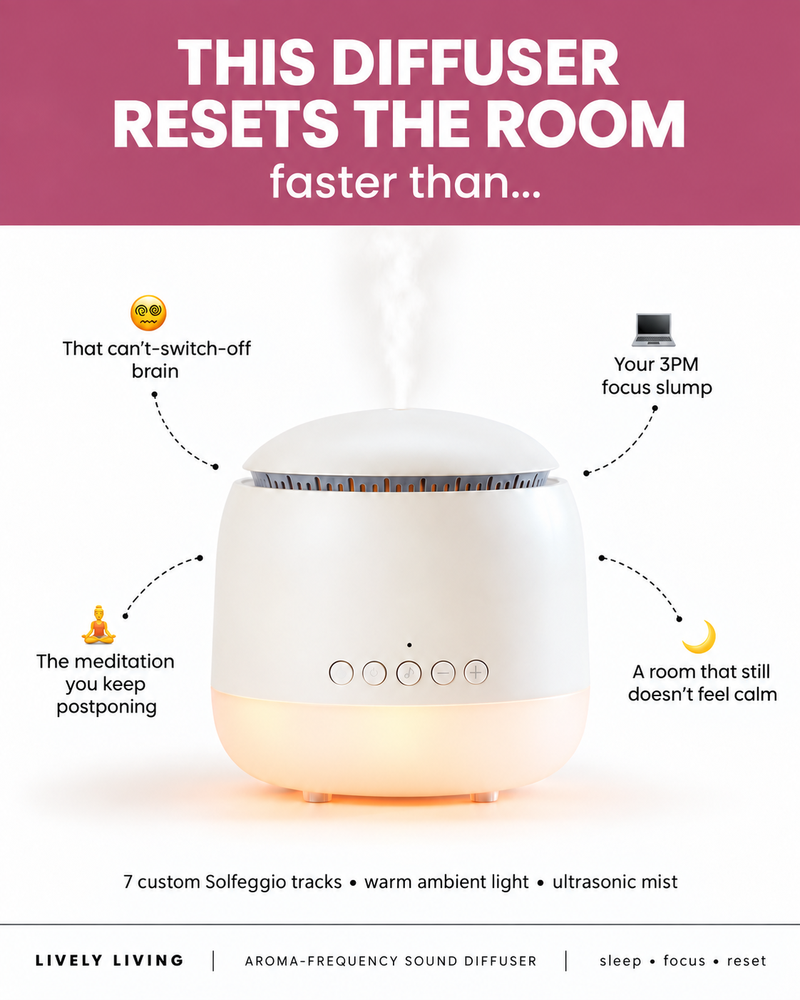 Lively Living Facebook ad: Drift Off to the Frequency of Calm