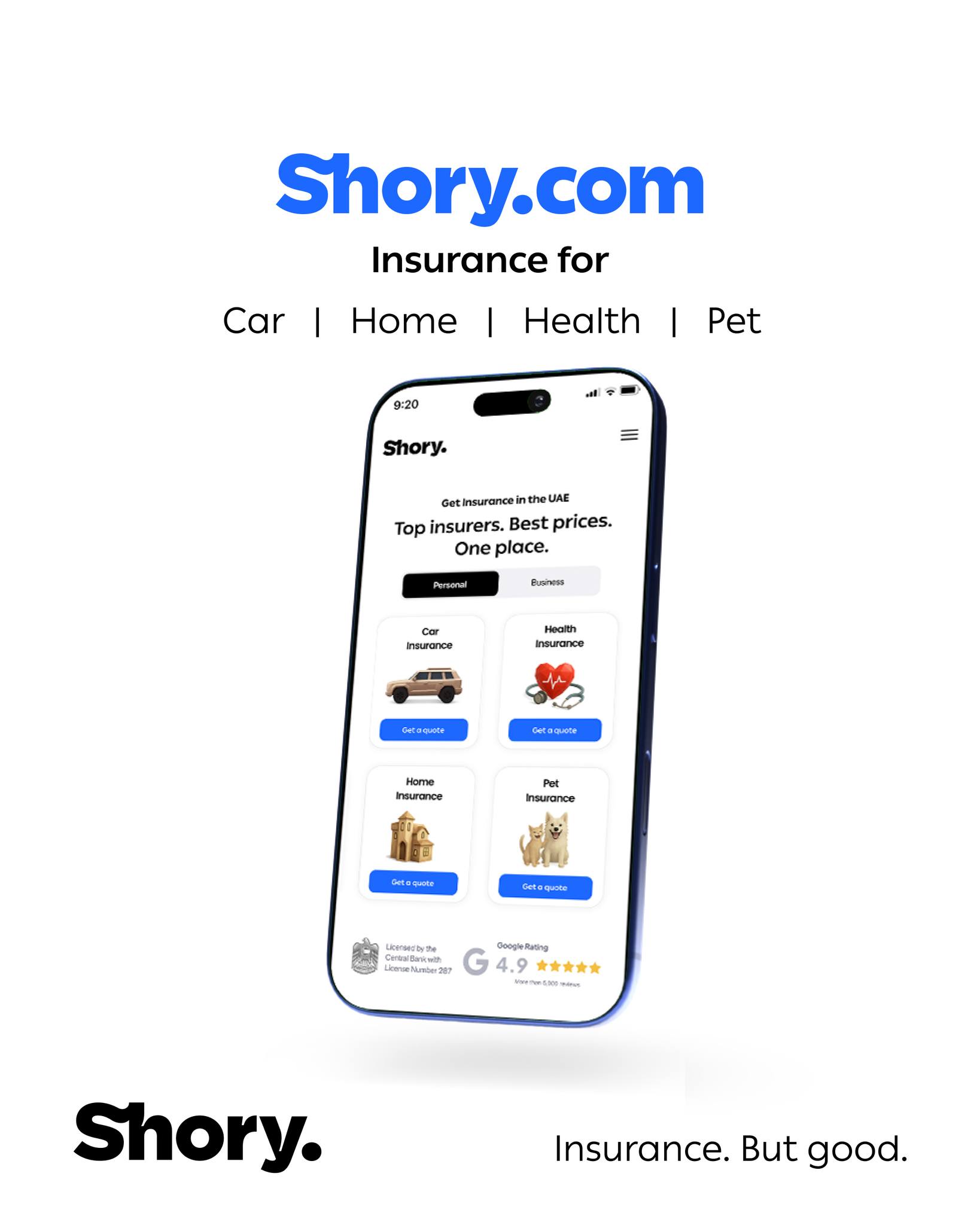 Shory Facebook ad: One platform. Every insurance you need.
