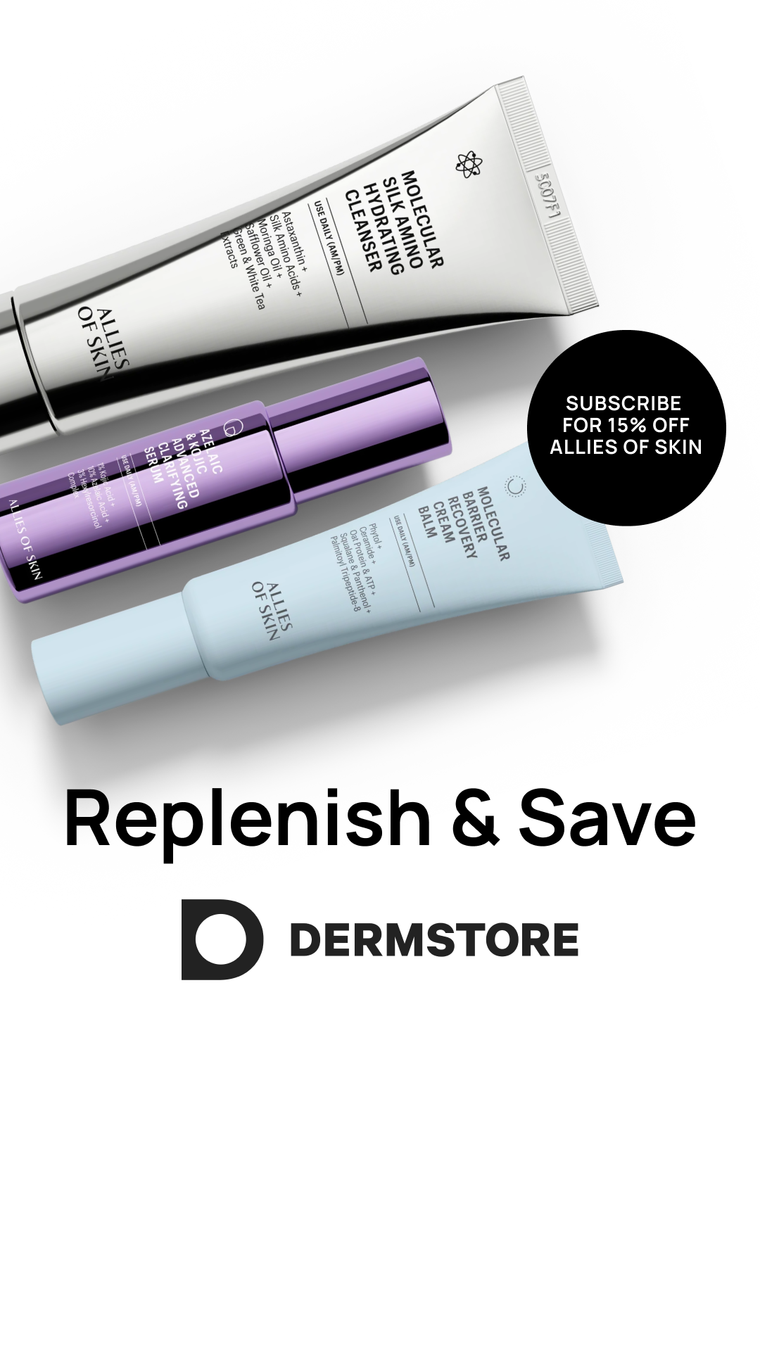 Dermstore Facebook ad: Never Run Out Again