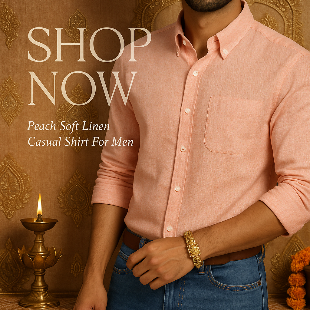 Prosperity Facebook ad: Peach Soft Linen Casual Shirt For Men
