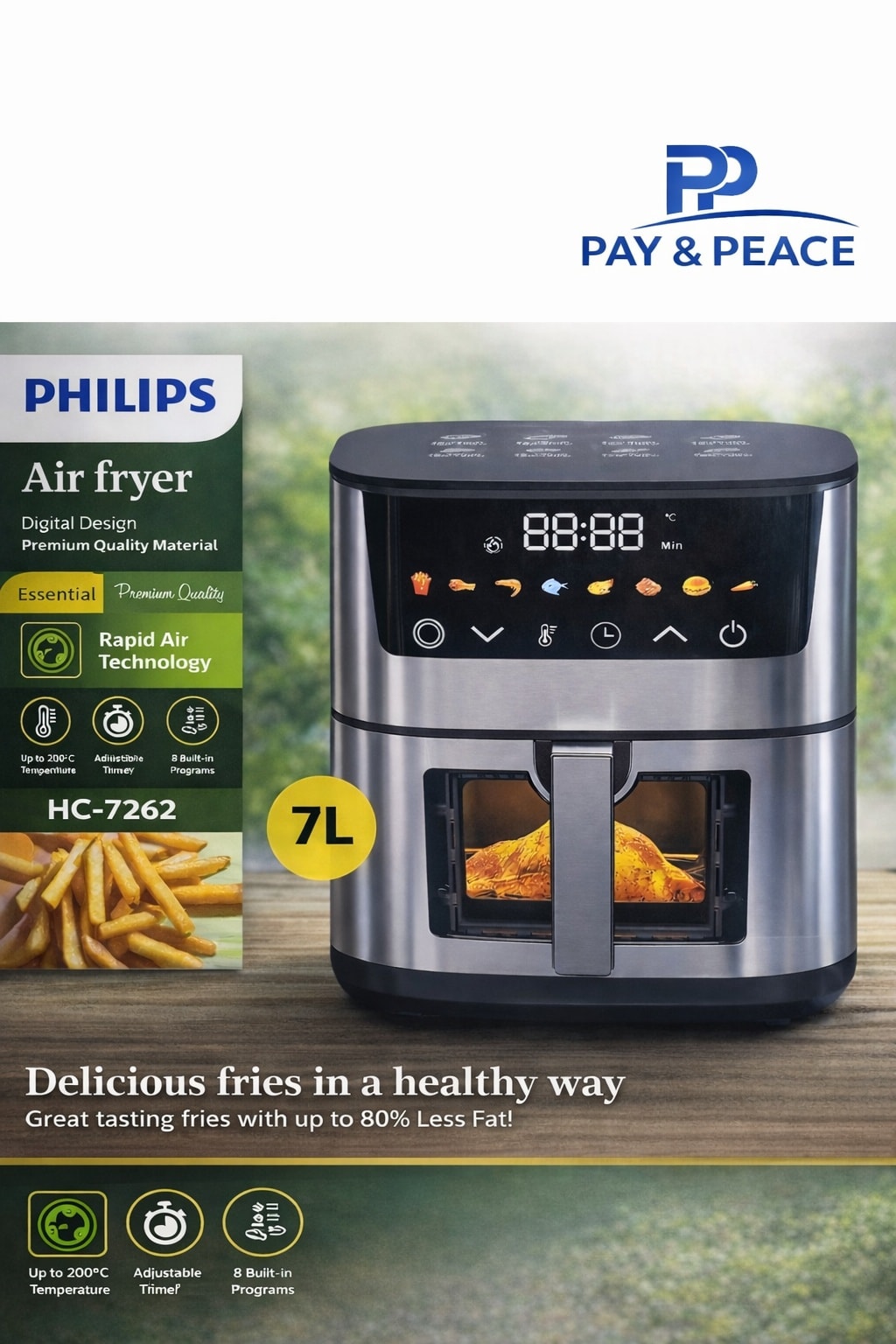 PAY and PEACE Facebook ad: Phillips Air Fryer, 7 Liter | 1600 Watt…