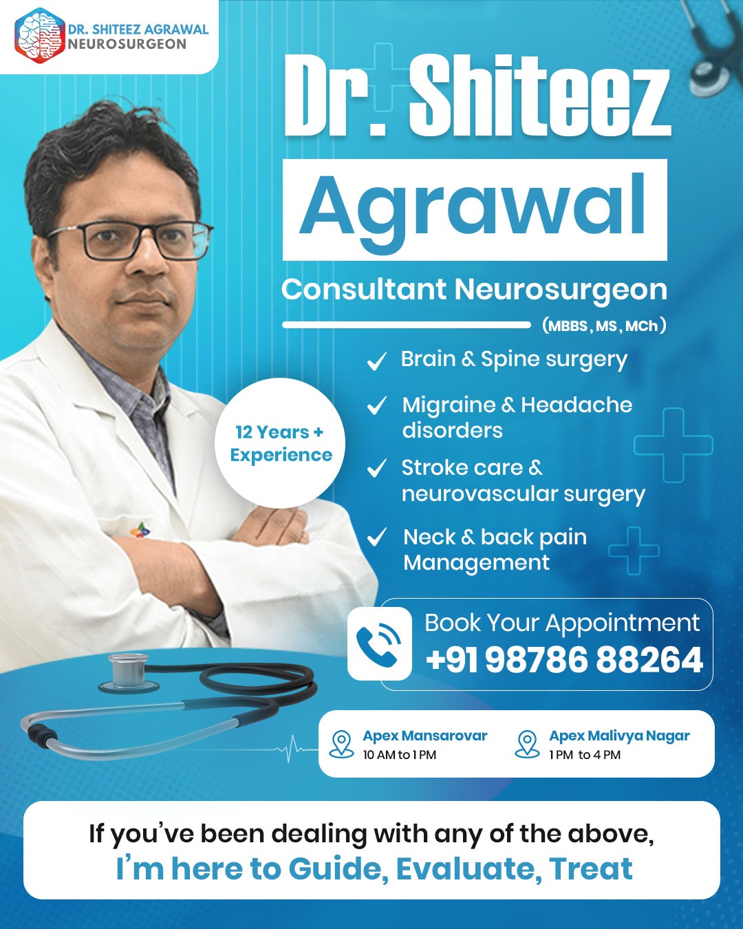 Dr. Shiteez Agrawal Facebook ad: Expert Care for Your Brain & Spine