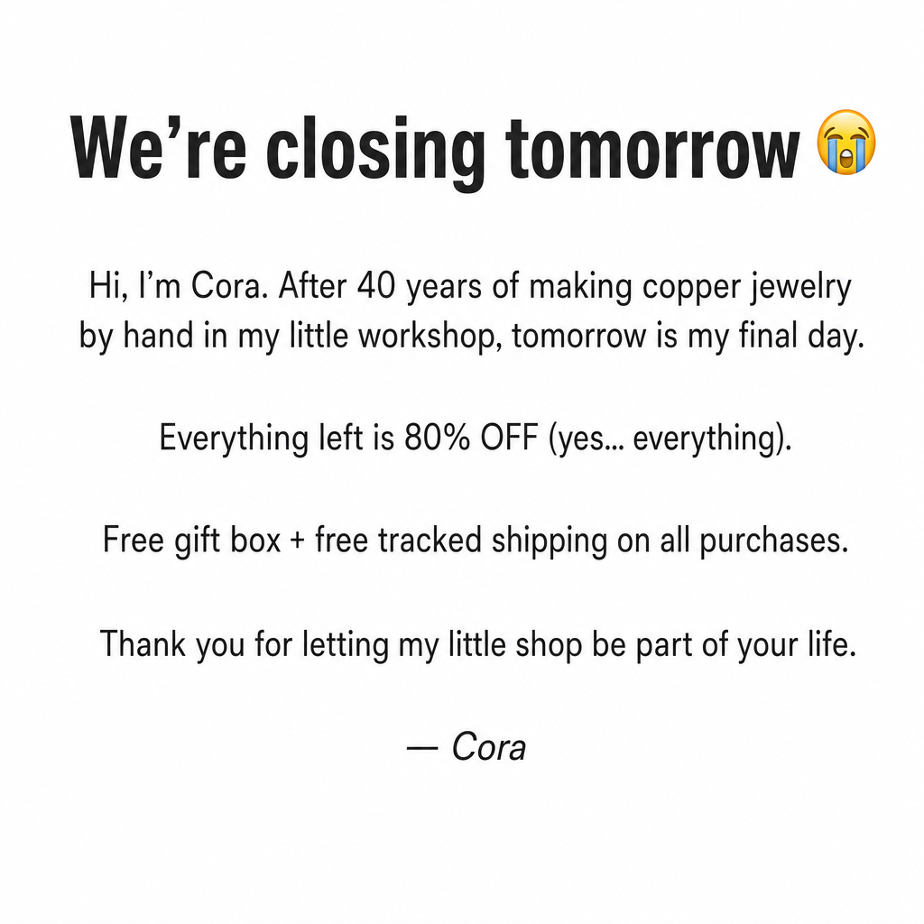 Cora's Copper Jewelry Facebook ad