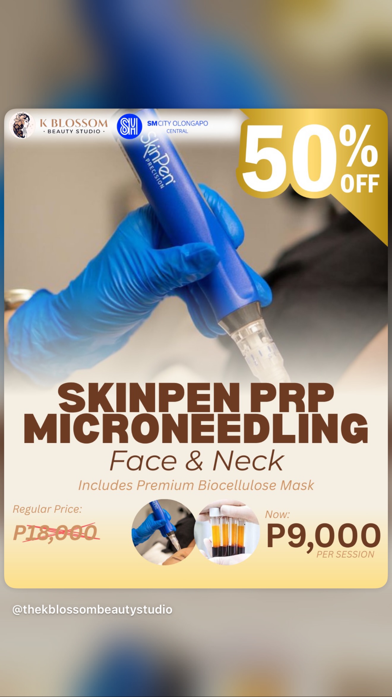 K Blossom Beauty Studio - SM Olongapo Central Facebook ad: 𝟓𝟎% 𝐎𝐅𝐅