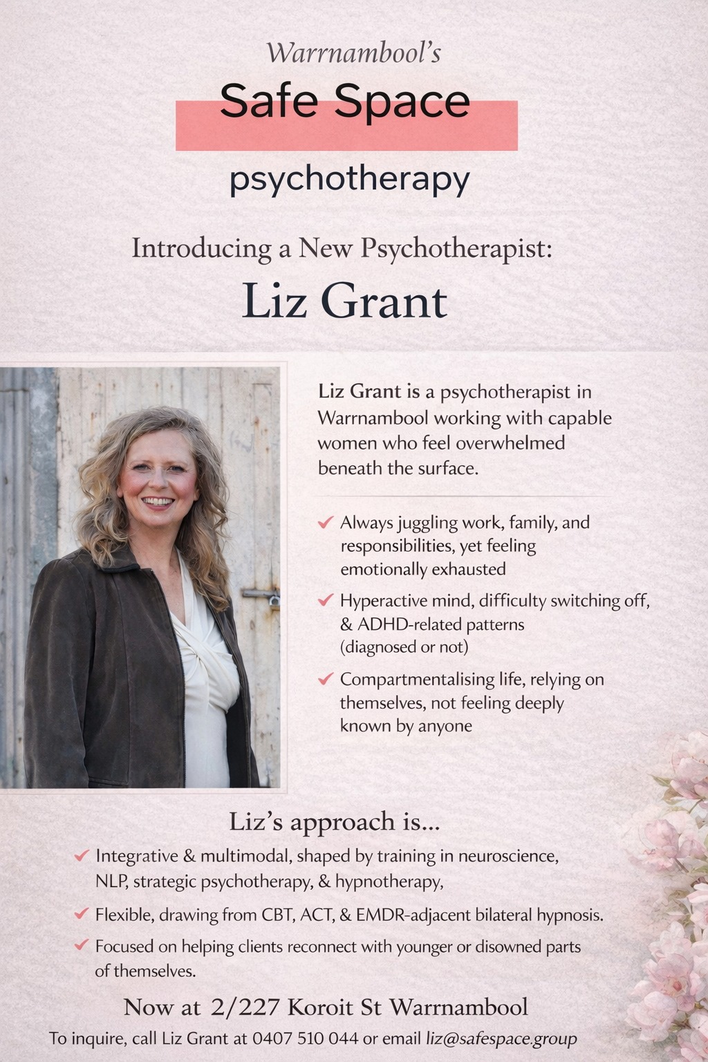 Safe Space Psychotherapy Facebook ad: Safe Space | Psychotherapy | 2/227 Koroit St, Warrnambool…