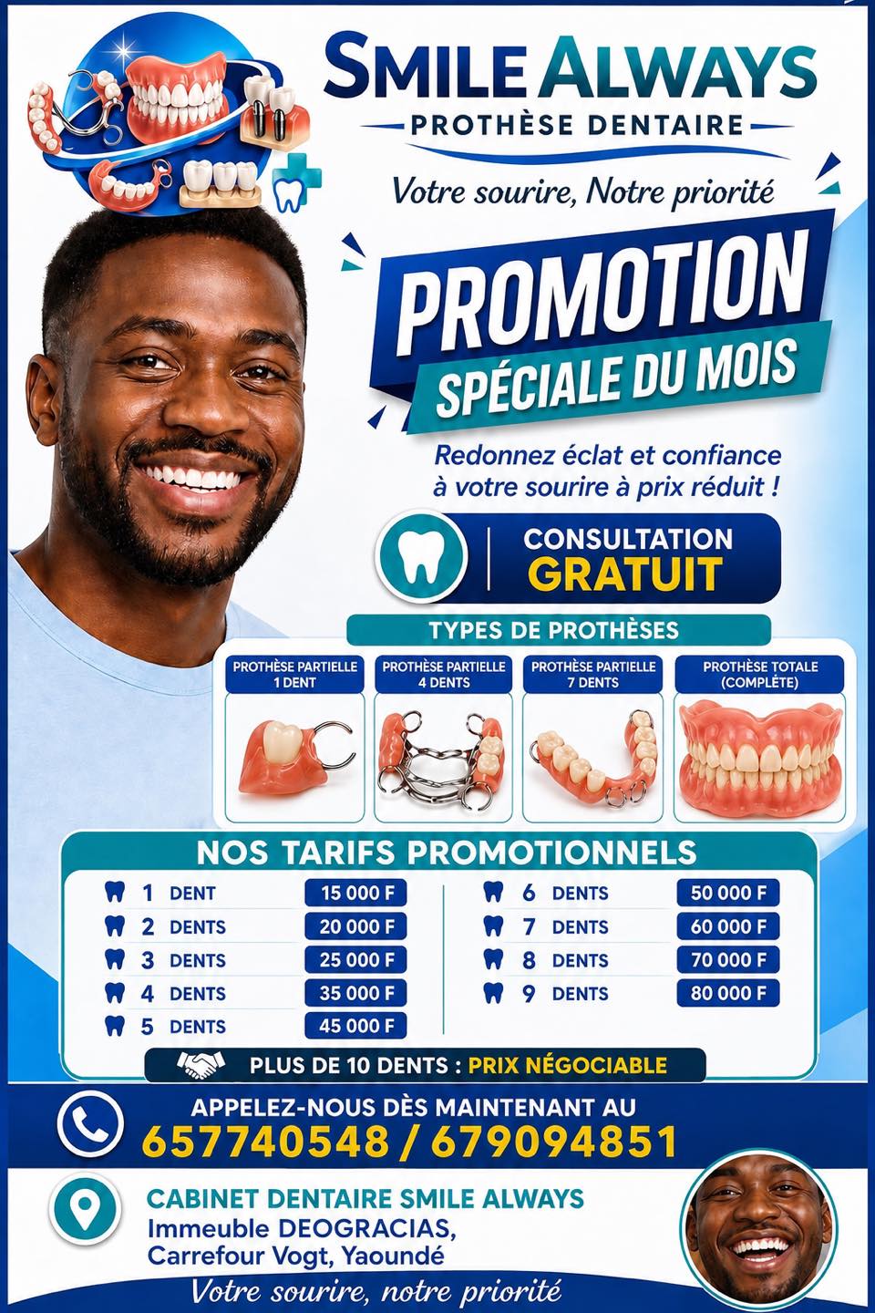 DR SMILE Facebook ad: RETROUVEZ LE SOURIRE AVEC SMILE ALWAYS