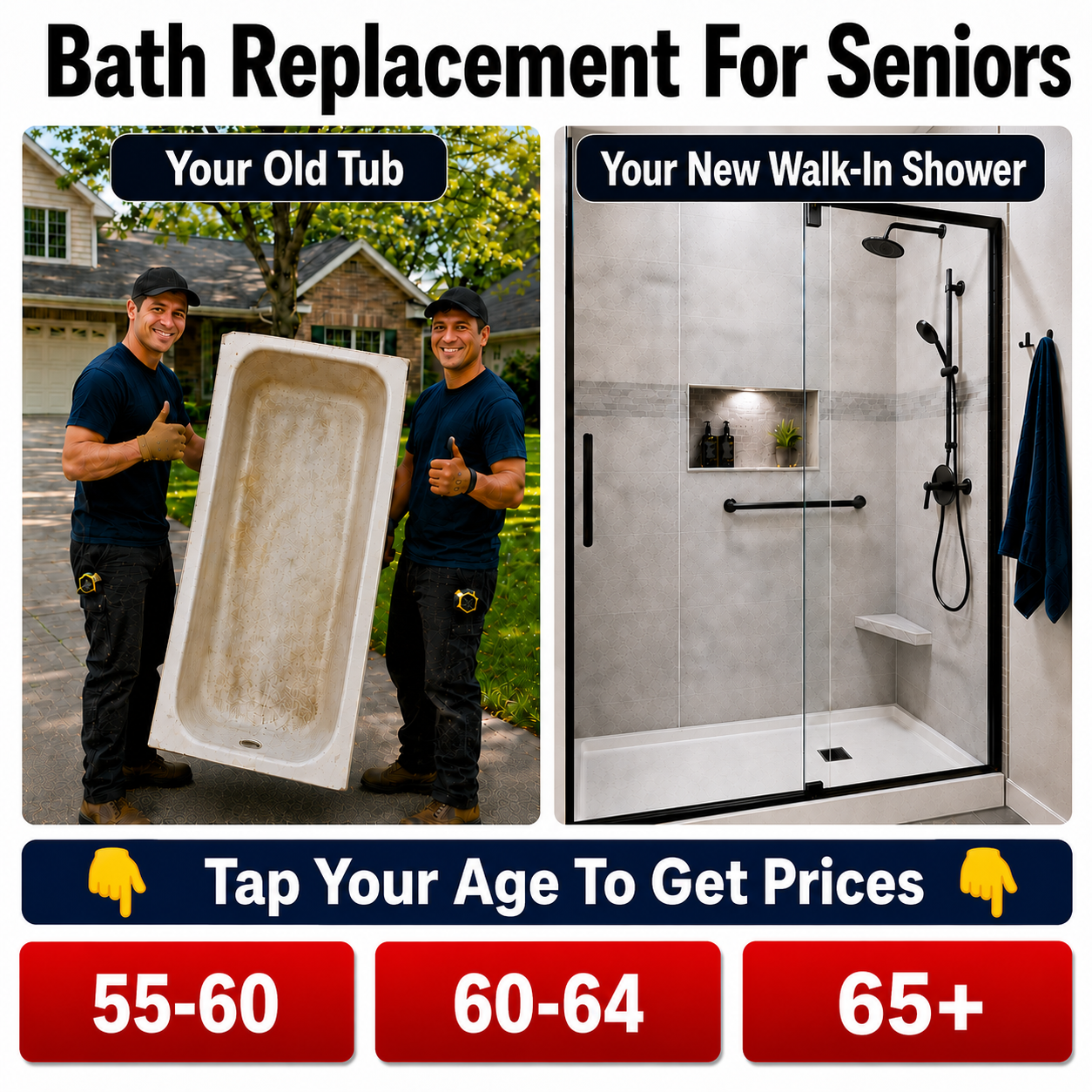 Allied Home Pros Facebook ad: Seniors Are Saving Thousands on New Walk-In Showers
