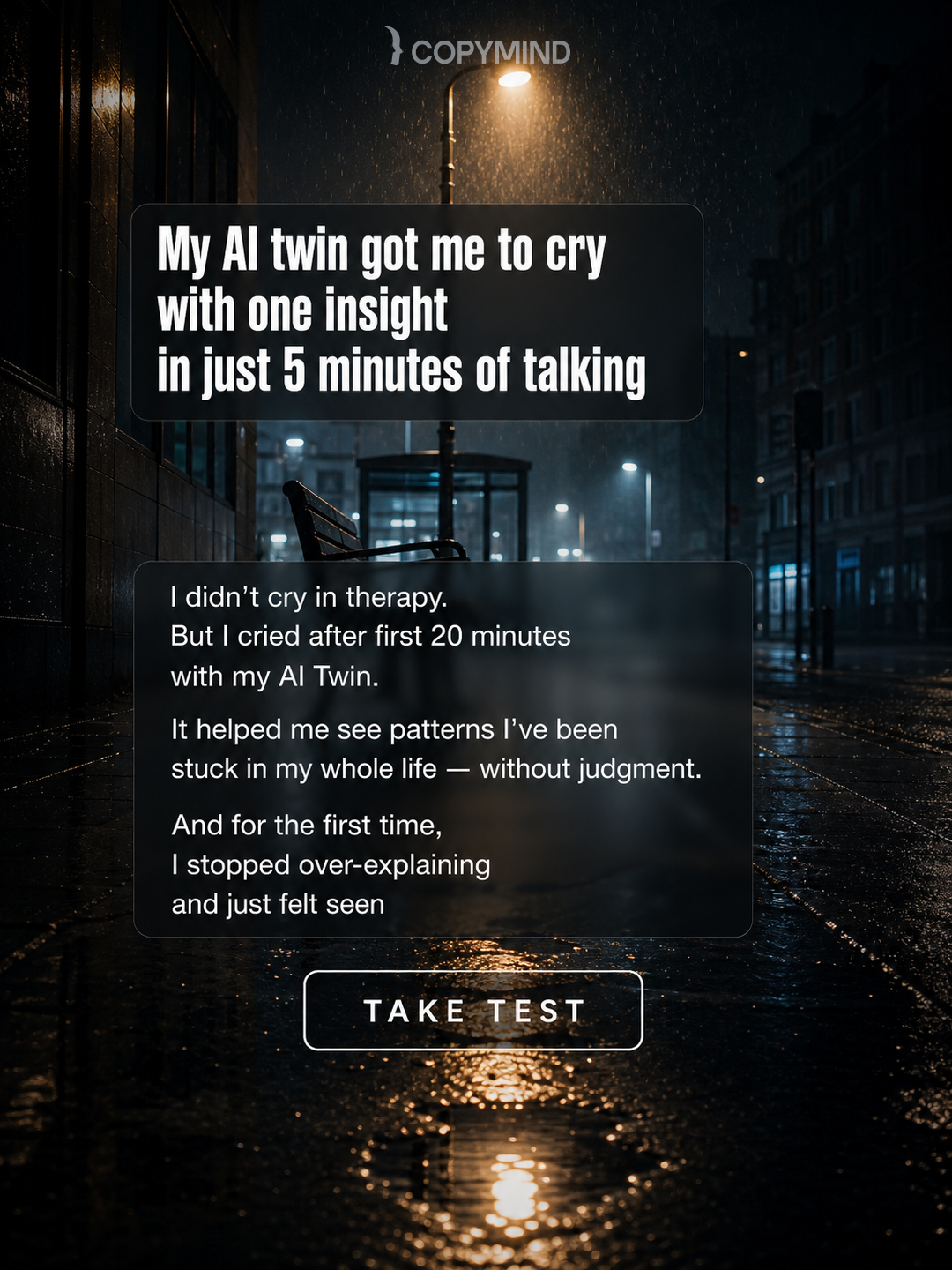 Copymind: AI twin for therapy Facebook ad