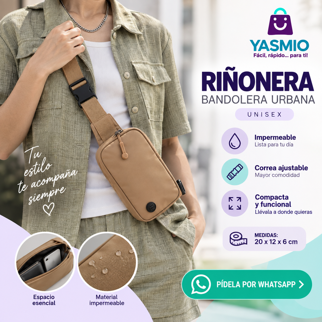 Yasmio Facebook ad: Tu estilo te acompaña siempre.