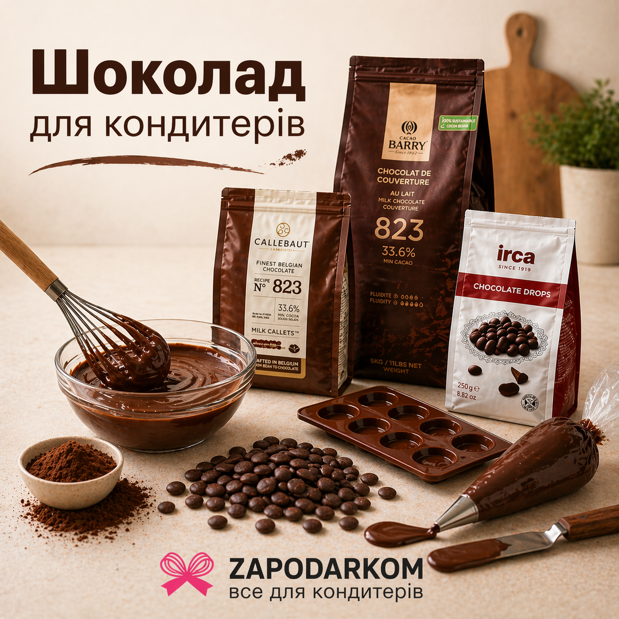 ZaPodarkom.com.ua Facebook ad: Шоколад. Какао. Глазурі