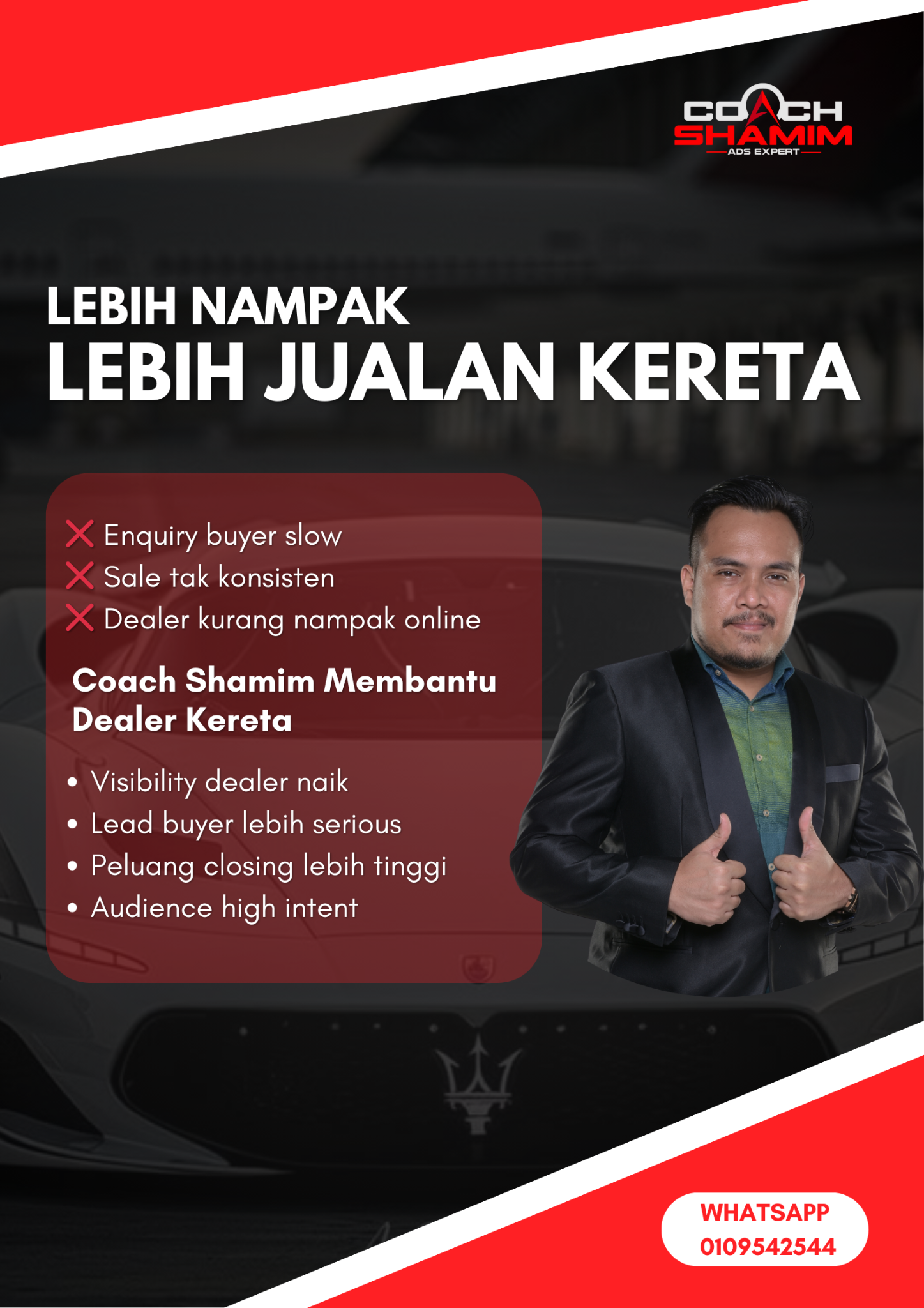 Coach Shamim Facebook ad: NAK MASUK WHATSAPP