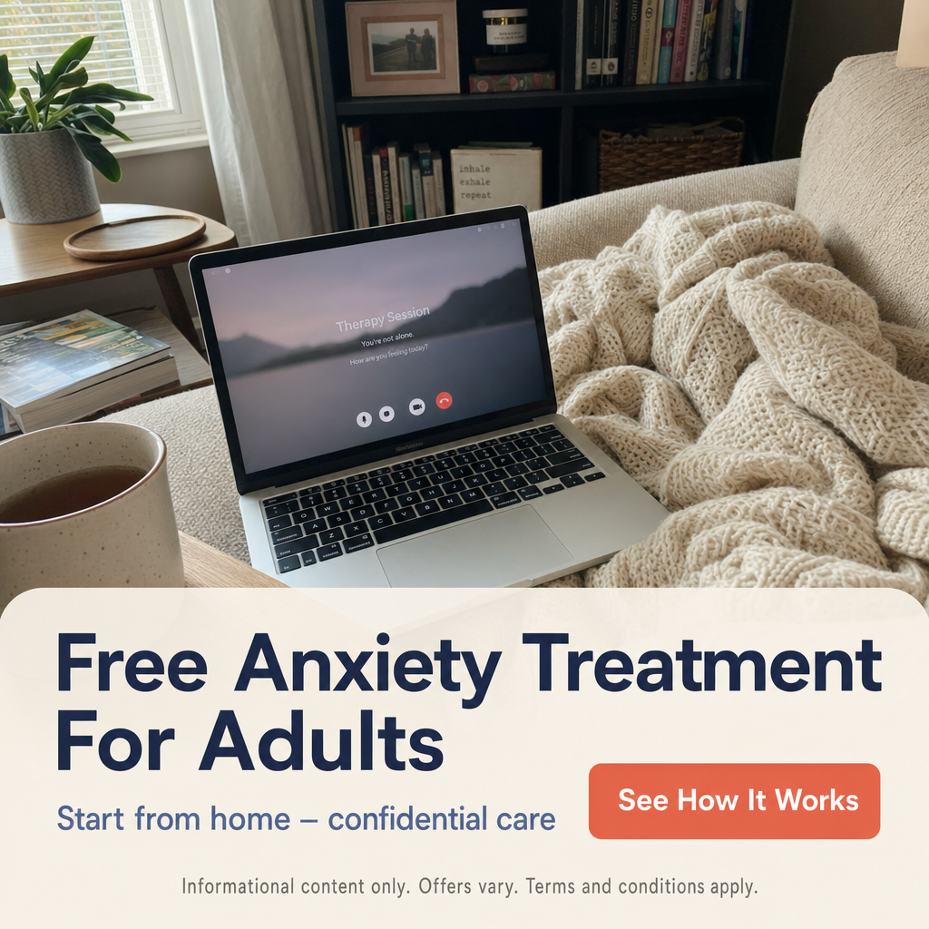 Uplift Central Facebook ad: Free Anxiety Treatment For Adults