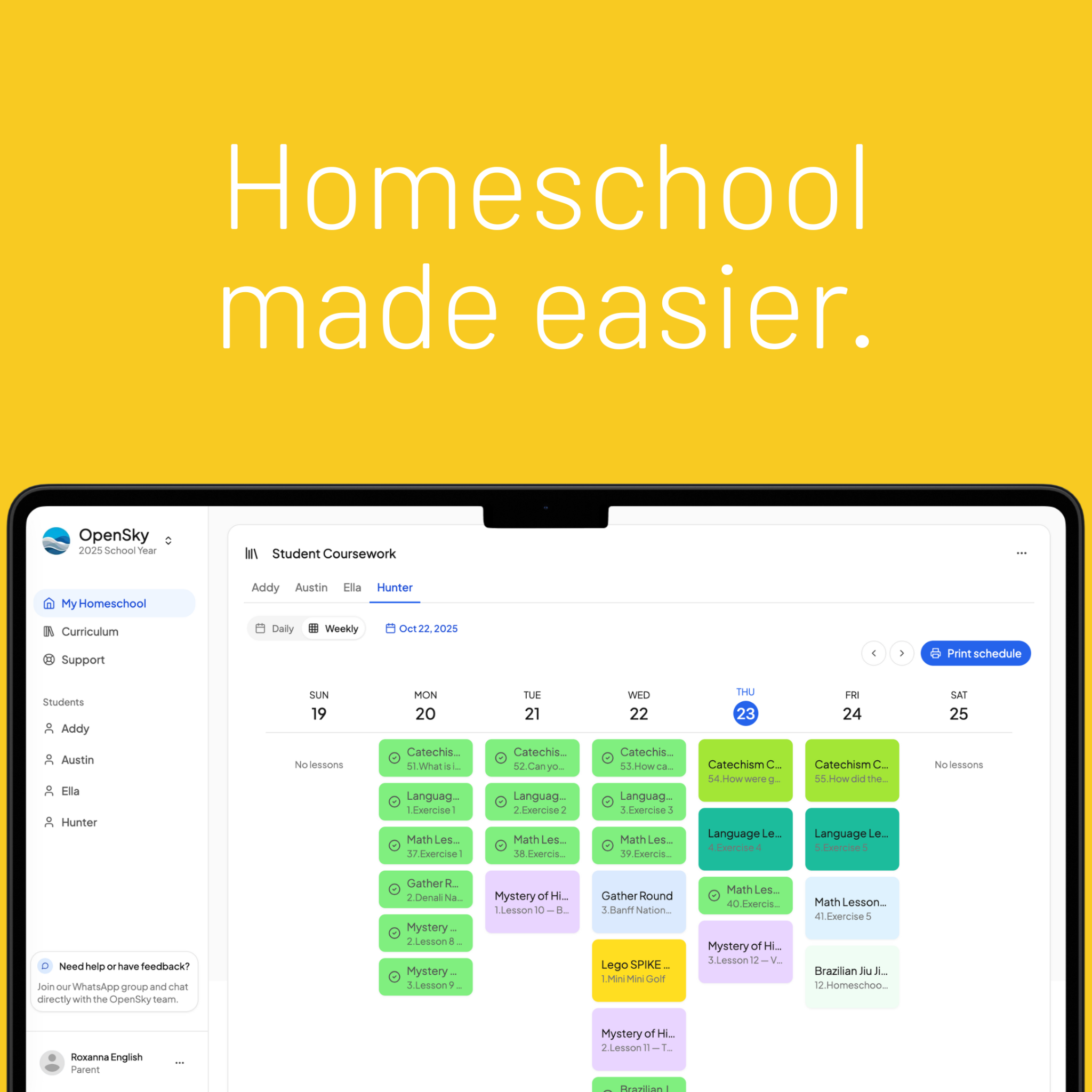 OpenSky Homeschool Planner Facebook ad: Spending hours a week planning your homeschool?