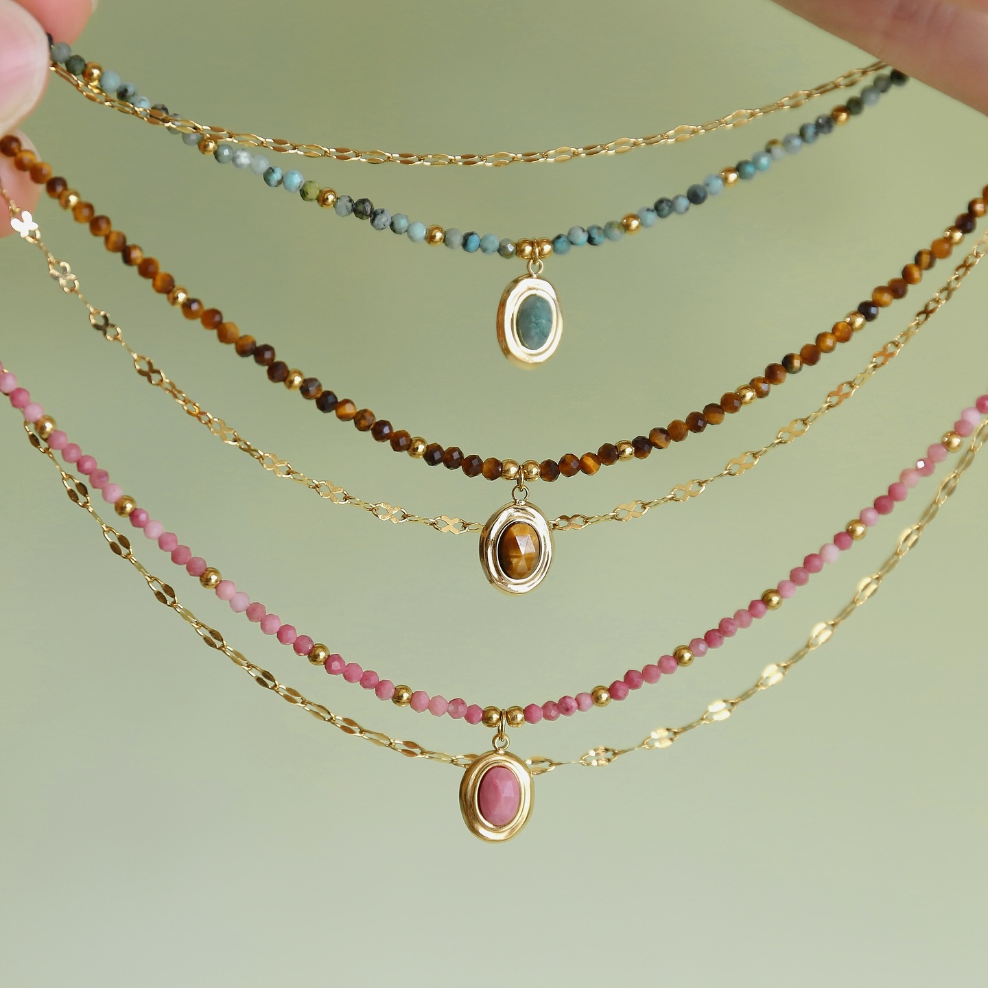 In the Mood Accessories Facebook ad: Gemstone Layered pendent Bracelet