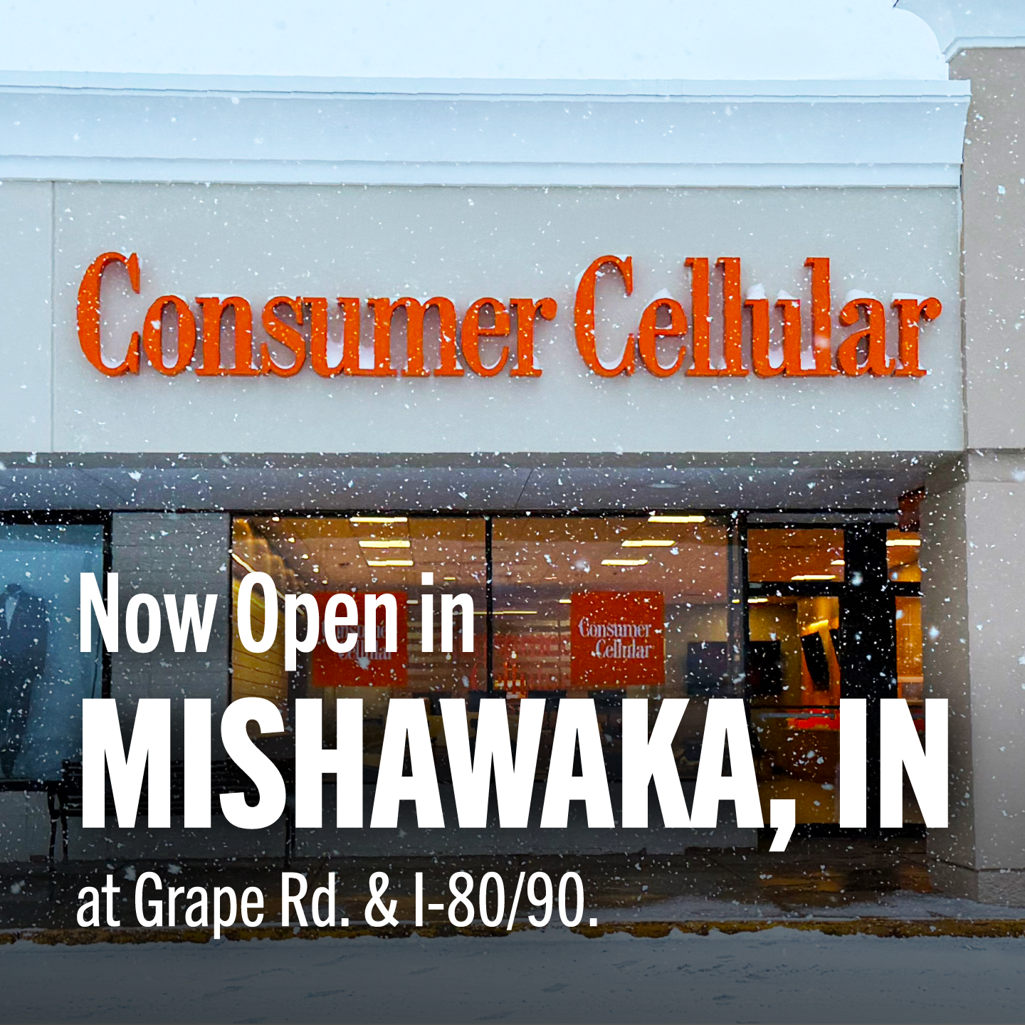 Consumer Cellular Facebook ad: Excited to open a new store in Indiana.